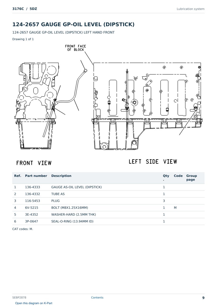 Caterpillar 3176C S/N 5DZ Partsbook SEBP2878 (English) - sample page 9 of 10 Caterpillar 3176C S/N 5DZ Partsbook SEBP2878 (English) - sample page 9 of 10