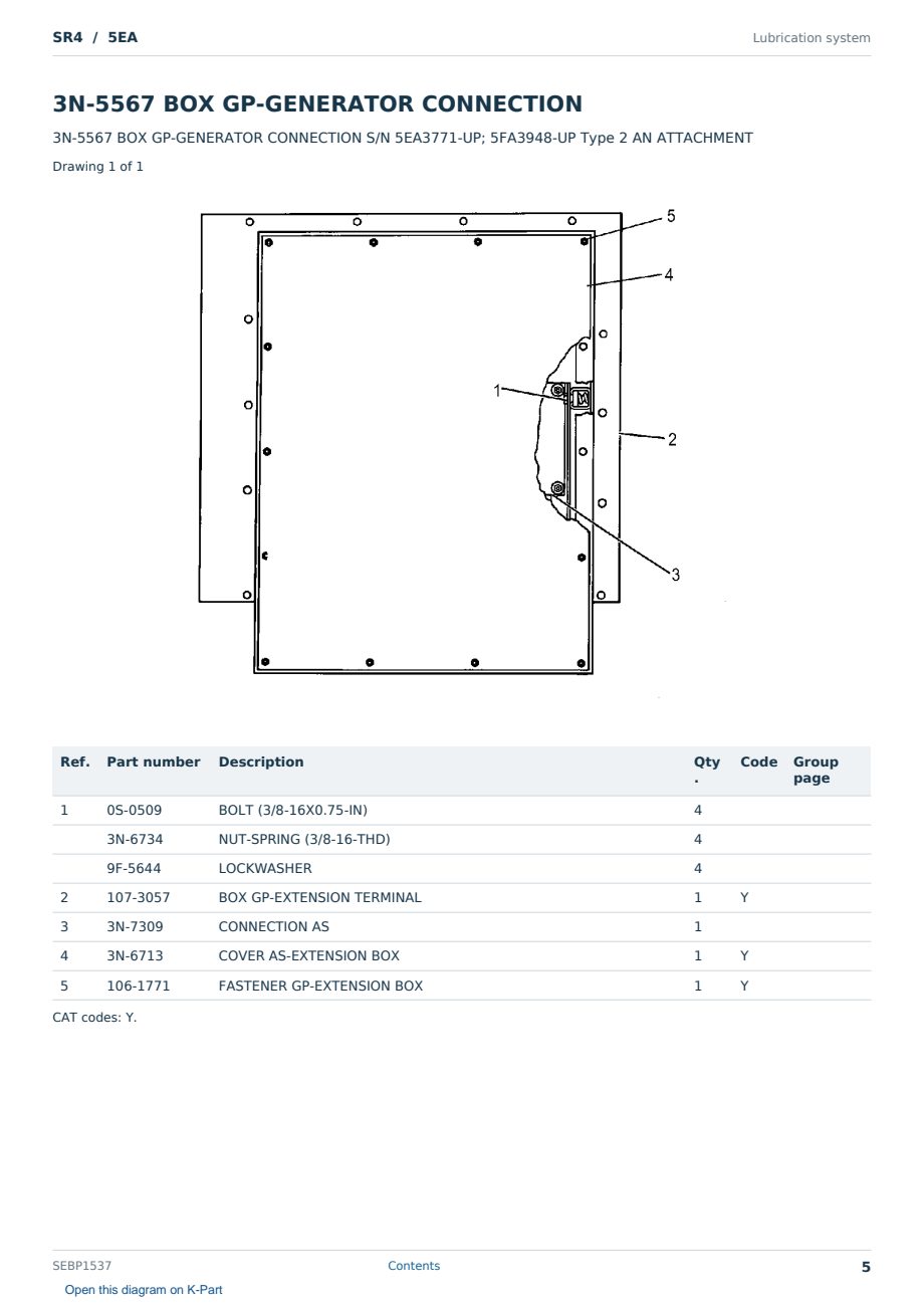 Caterpillar SR4 S/N 5EA Partsbook SEBP1537 (English) - sample page 5 of 10 Caterpillar SR4 S/N 5EA Partsbook SEBP1537 (English) - sample page 5 of 10