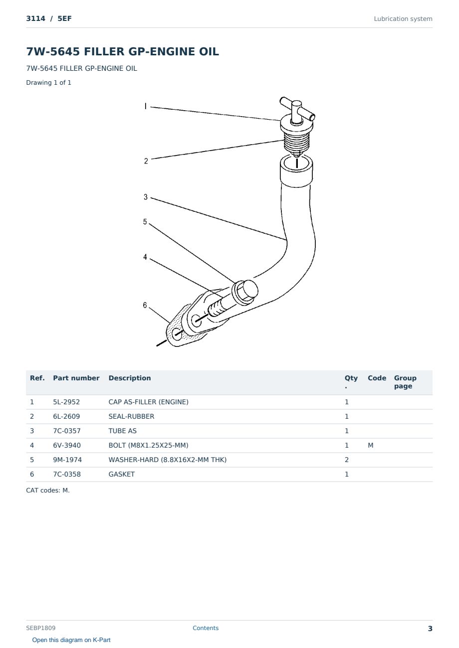 Caterpillar 3114 S/N 5EF Partsbook SEBP1809 (English) - sample page 3 of 10 Caterpillar 3114 S/N 5EF Partsbook SEBP1809 (English) - sample page 3 of 10