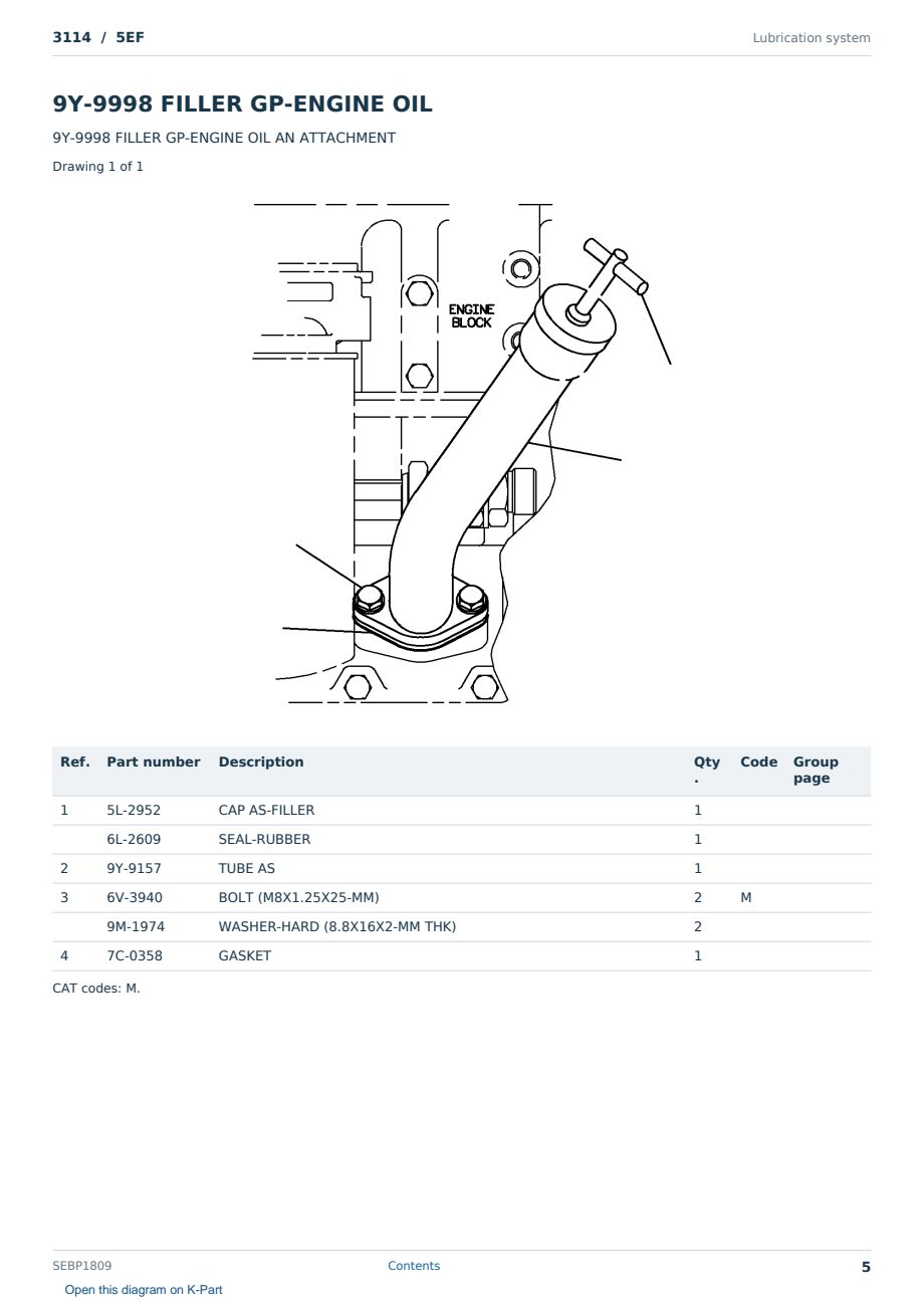 Caterpillar 3114 S/N 5EF Partsbook SEBP1809 (English) - sample page 5 of 10 Caterpillar 3114 S/N 5EF Partsbook SEBP1809 (English) - sample page 5 of 10
