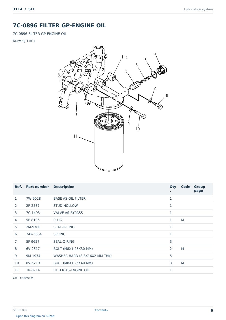 Caterpillar 3114 S/N 5EF Partsbook SEBP1809 (English) - sample page 6 of 10 Caterpillar 3114 S/N 5EF Partsbook SEBP1809 (English) - sample page 6 of 10