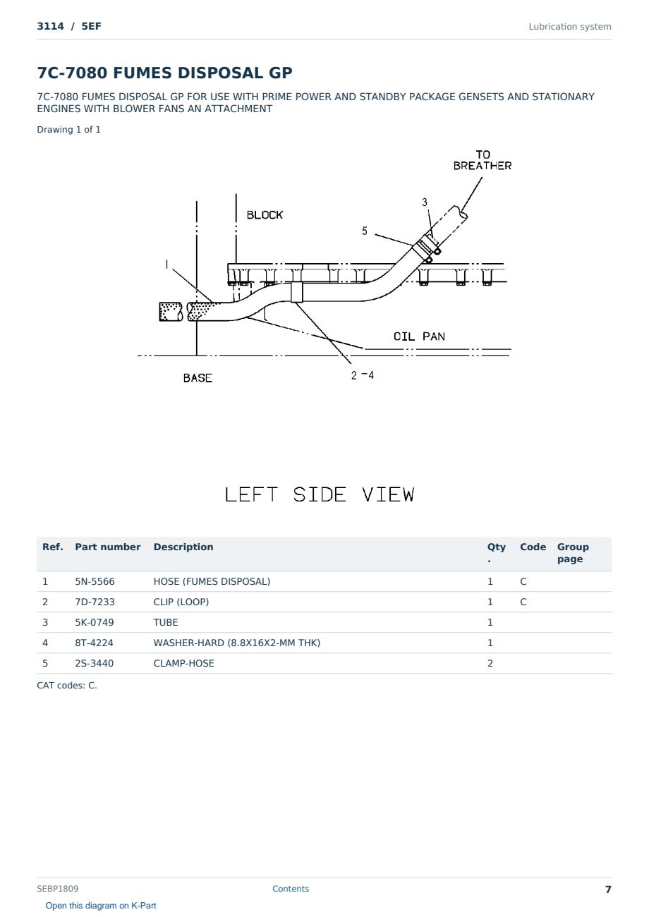 Caterpillar 3114 S/N 5EF Partsbook SEBP1809 (English) - sample page 7 of 10 Caterpillar 3114 S/N 5EF Partsbook SEBP1809 (English) - sample page 7 of 10