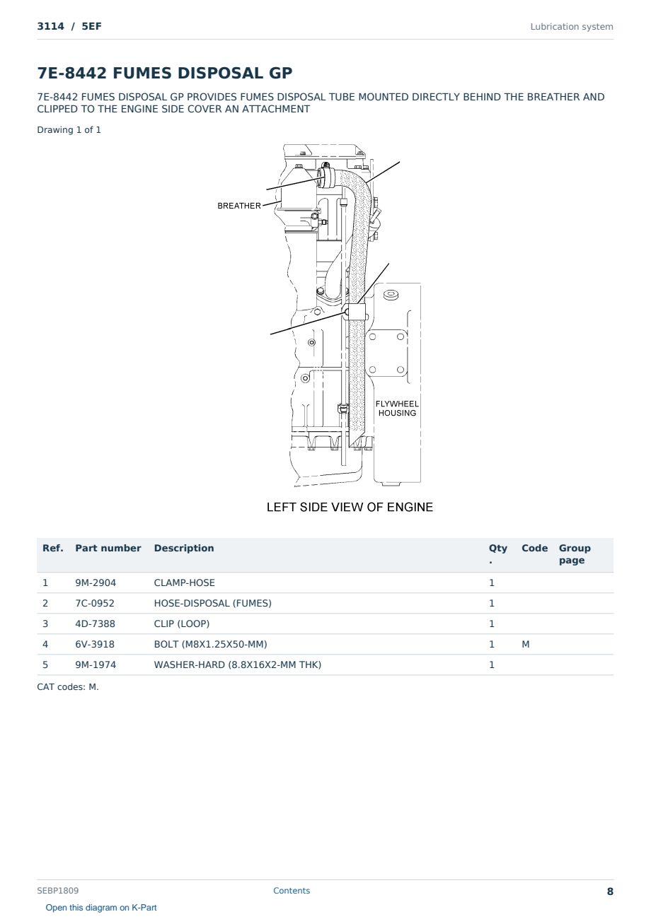 Caterpillar 3114 S/N 5EF Partsbook SEBP1809 (English) - sample page 8 of 10 Caterpillar 3114 S/N 5EF Partsbook SEBP1809 (English) - sample page 8 of 10