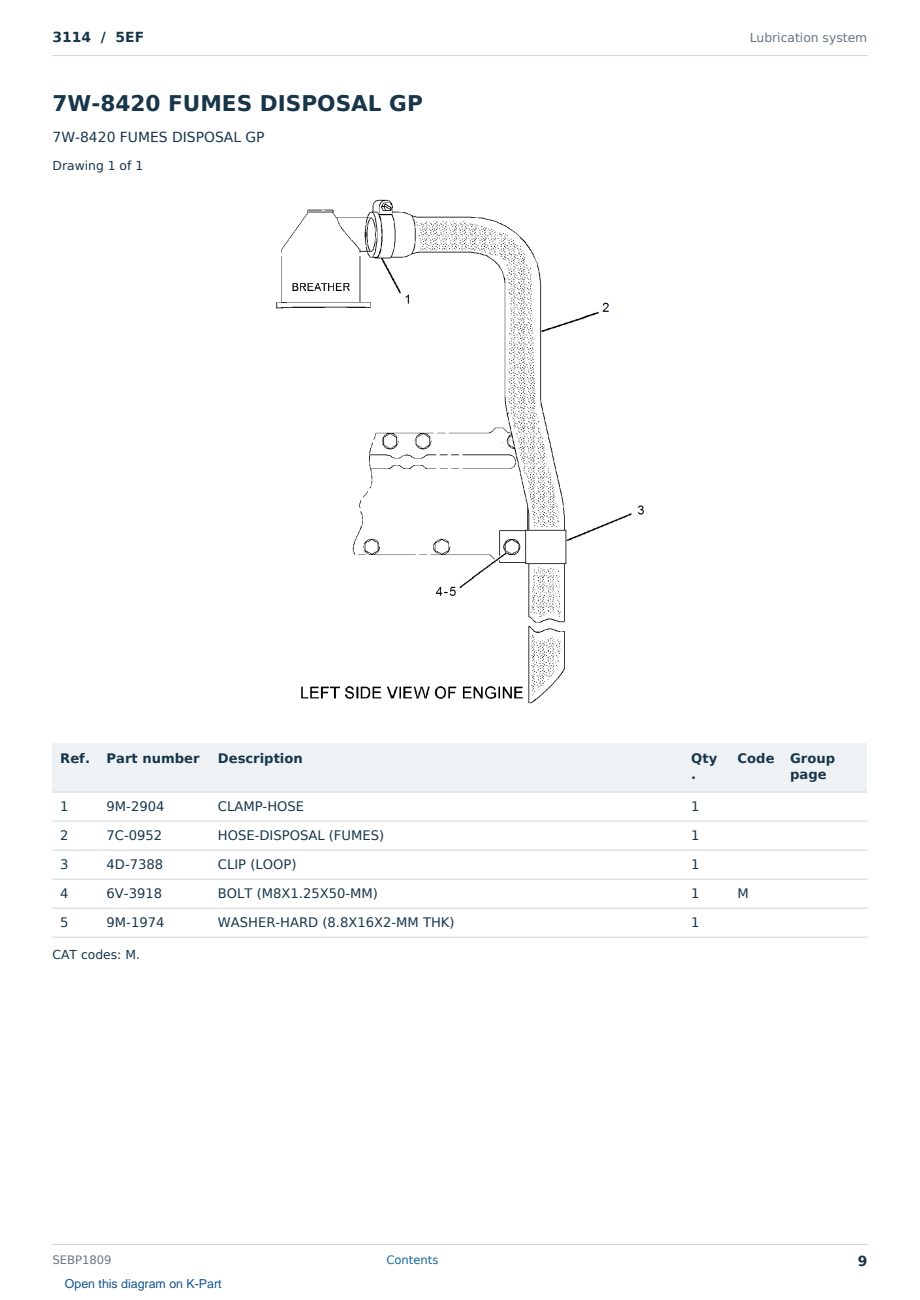 Caterpillar 3114 S/N 5EF Partsbook SEBP1809 (English) - sample page 9 of 10 Caterpillar 3114 S/N 5EF Partsbook SEBP1809 (English) - sample page 9 of 10