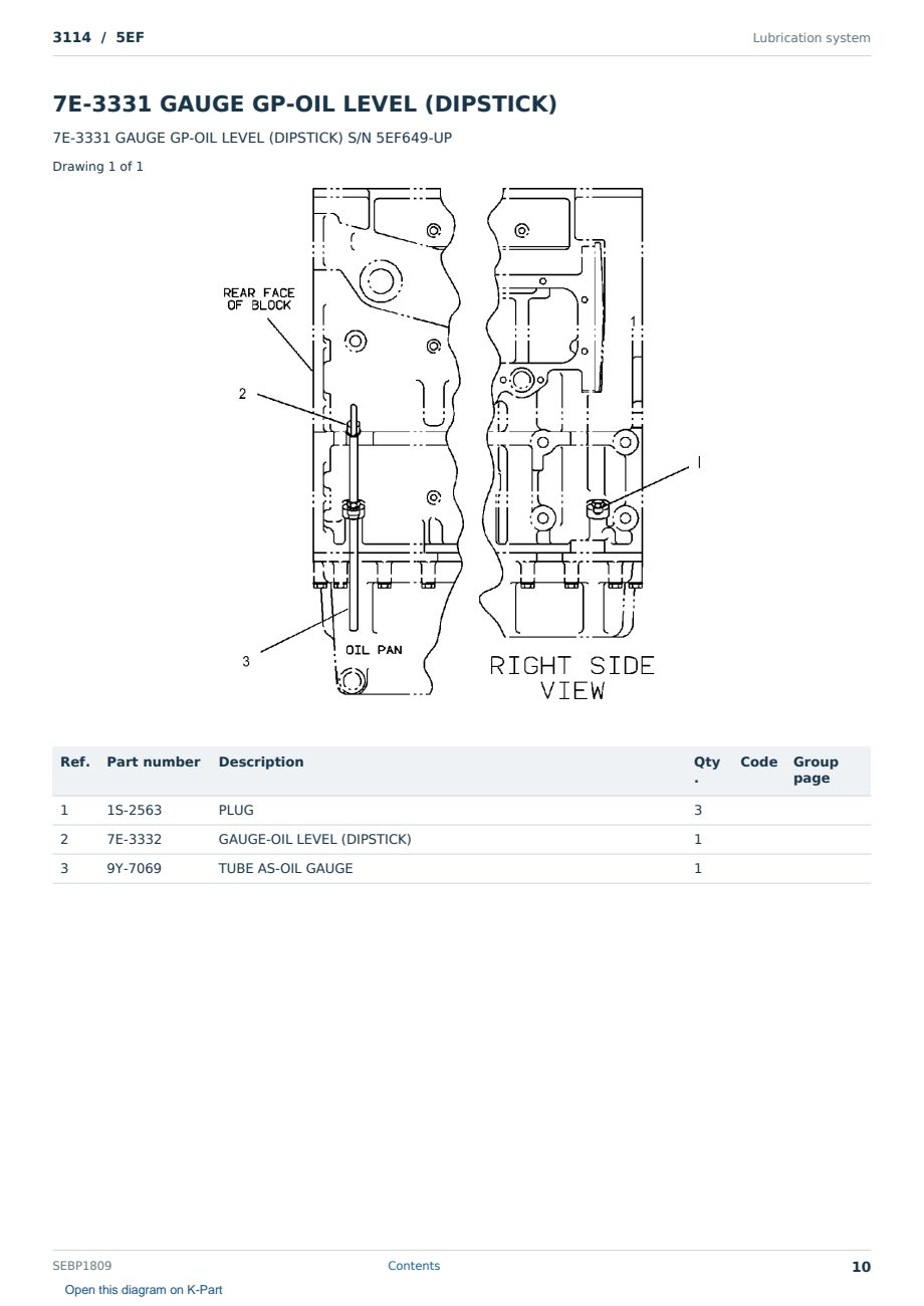 Caterpillar 3114 S/N 5EF Partsbook SEBP1809 (English) - sample page 10 of 10 Caterpillar 3114 S/N 5EF Partsbook SEBP1809 (English) - sample page 10 of 10