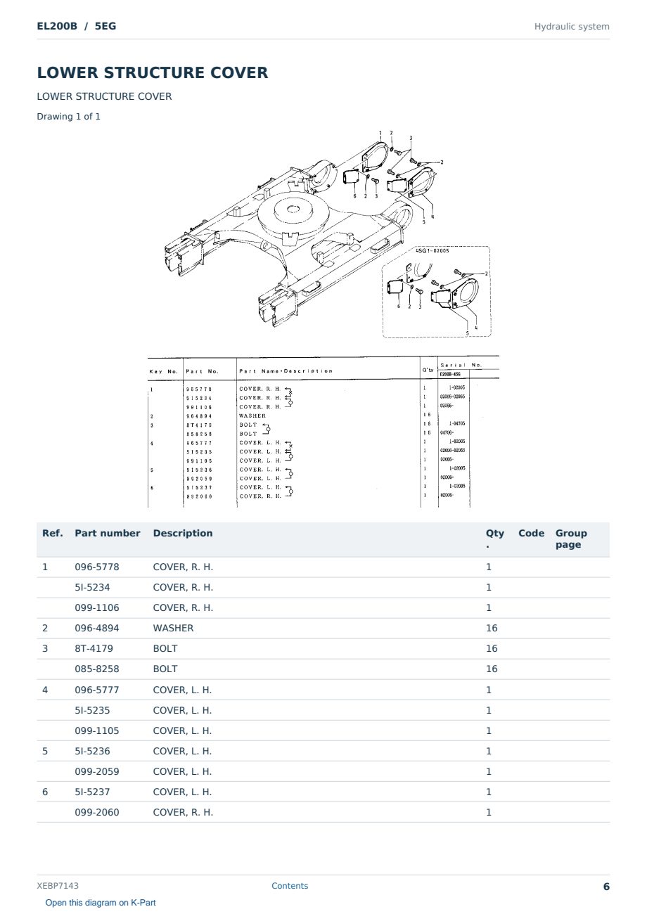 Caterpillar EL200B S/N 5EG Partsbook XEBP7143 (English) - sample page 6 of 10 Caterpillar EL200B S/N 5EG Partsbook XEBP7143 (English) - sample page 6 of 10
