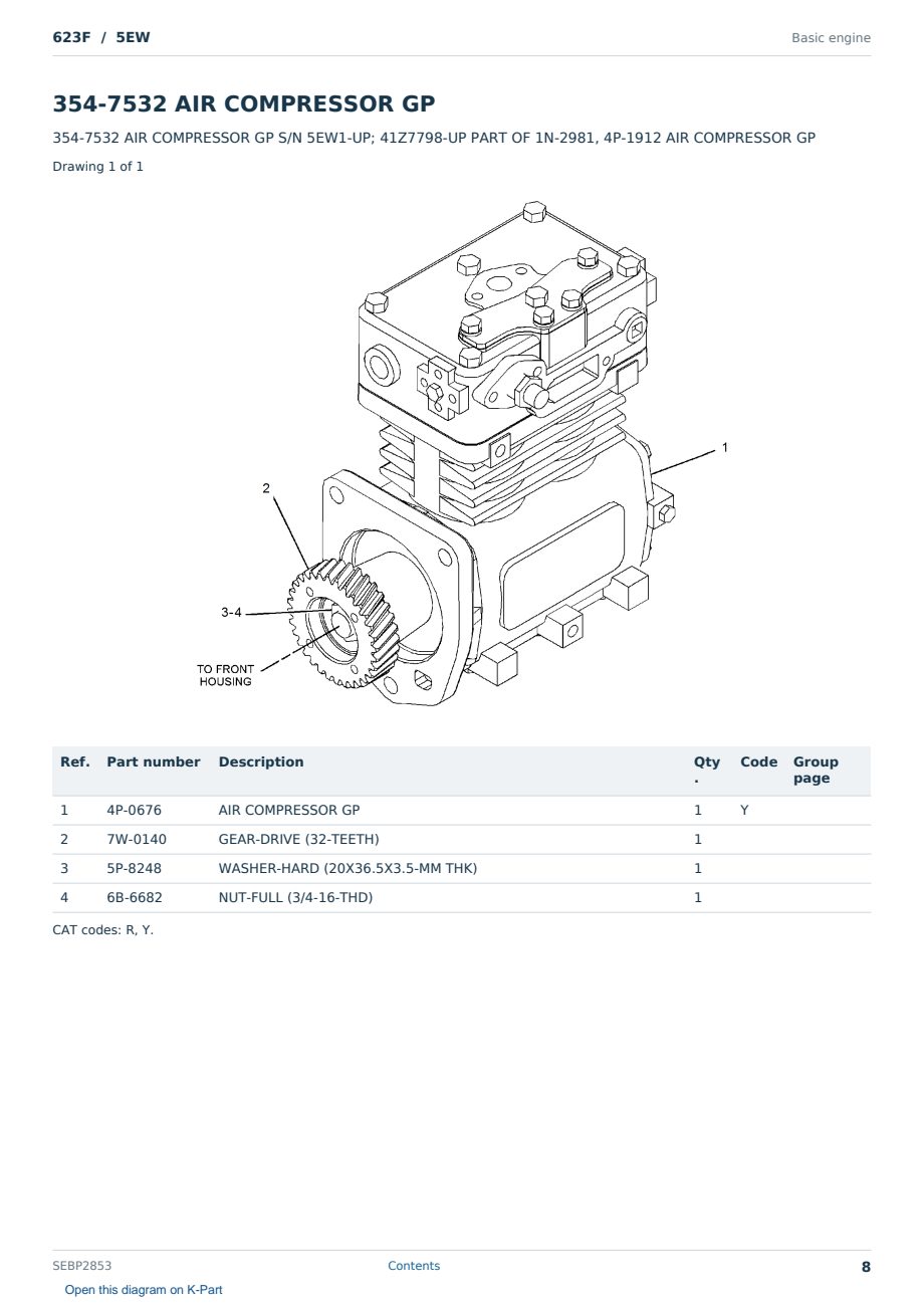Caterpillar 623F S/N 5EW Partsbook SEBP2853 (English) - sample page 8 of 10 Caterpillar 623F S/N 5EW Partsbook SEBP2853 (English) - sample page 8 of 10