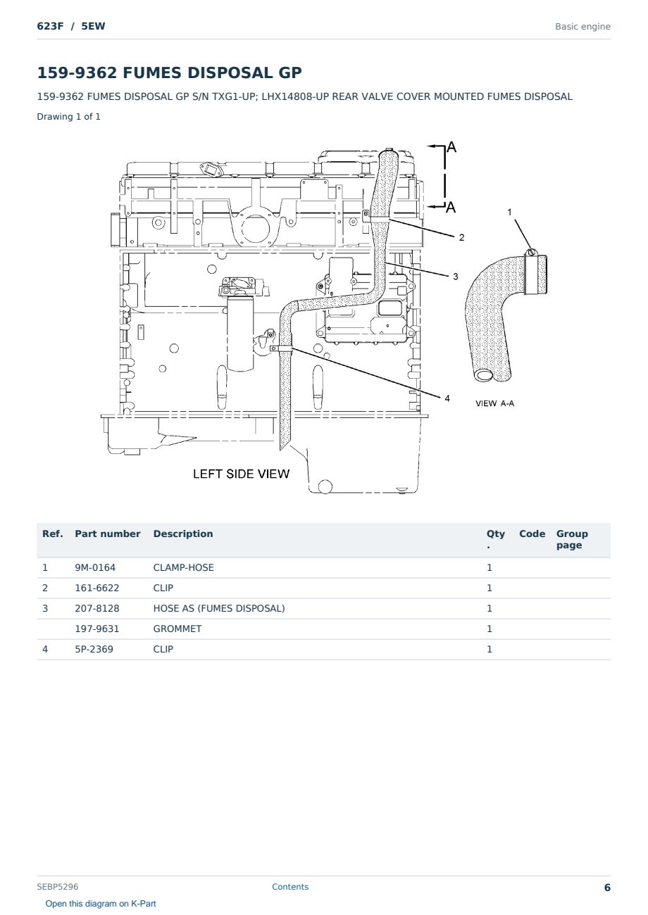 Caterpillar 623F S/N 5EW Partsbook SEBP5296 (English) - sample page 6 of 10 Caterpillar 623F S/N 5EW Partsbook SEBP5296 (English) - sample page 6 of 10