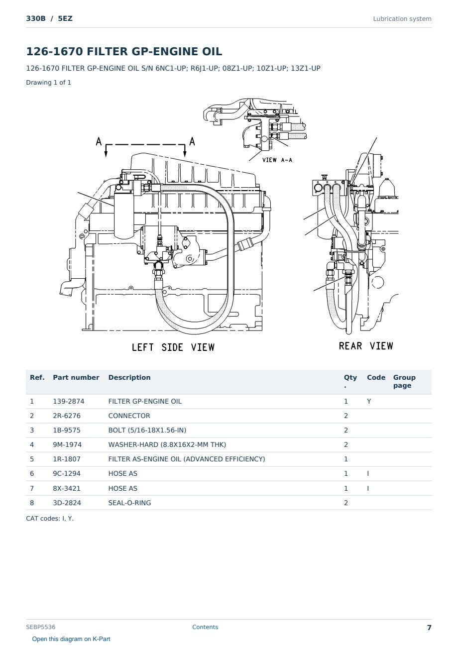 Caterpillar 330B S/N 5EZ Partsbook SEBP5536 (English) - sample page 7 of 10 Caterpillar 330B S/N 5EZ Partsbook SEBP5536 (English) - sample page 7 of 10