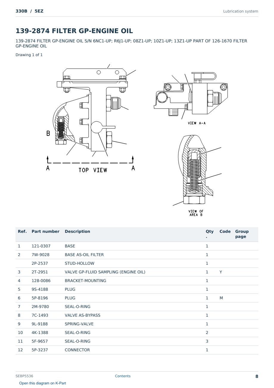 Caterpillar 330B S/N 5EZ Partsbook SEBP5536 (English) - sample page 8 of 10 Caterpillar 330B S/N 5EZ Partsbook SEBP5536 (English) - sample page 8 of 10
