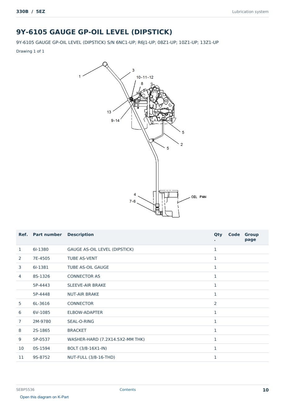 Caterpillar 330B S/N 5EZ Partsbook SEBP5536 (English) - sample page 10 of 10 Caterpillar 330B S/N 5EZ Partsbook SEBP5536 (English) - sample page 10 of 10