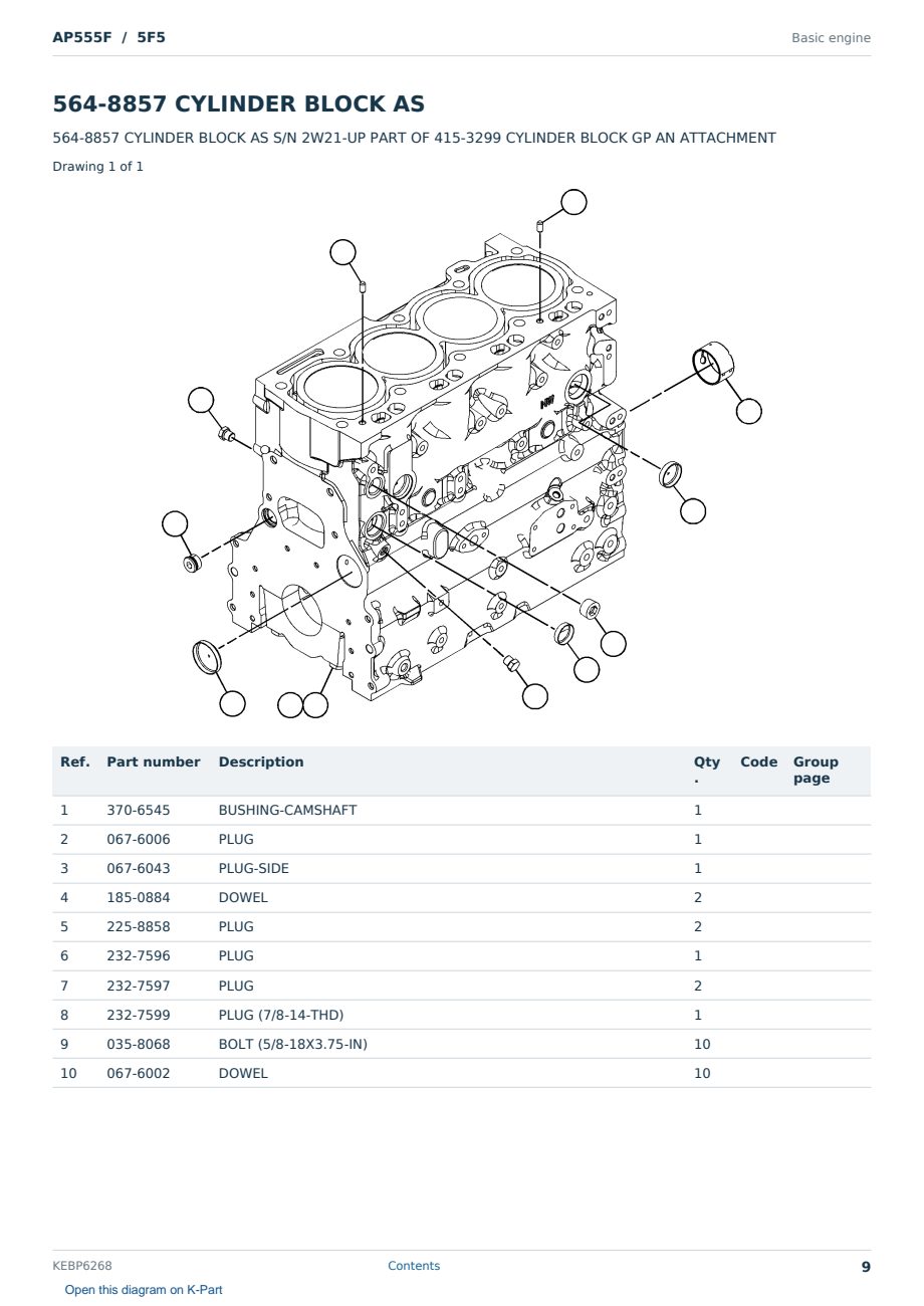 Caterpillar AP555F S/N 5F5 Partsbook KEBP6268 (English) - sample page 9 of 10 Caterpillar AP555F S/N 5F5 Partsbook KEBP6268 (English) - sample page 9 of 10