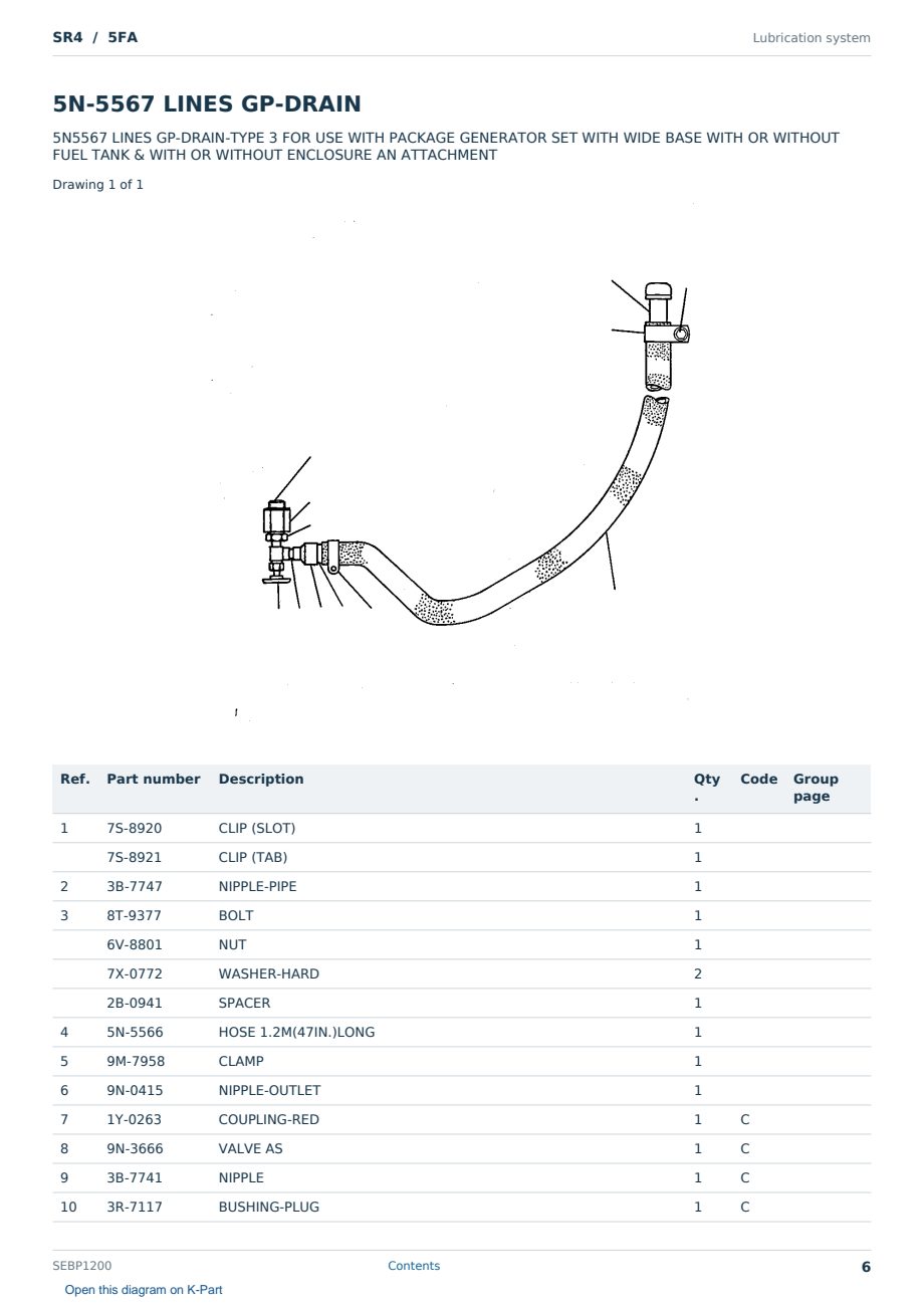 Caterpillar SR4 S/N 5FA Partsbook SEBP1200 (English) - sample page 6 of 10 Caterpillar SR4 S/N 5FA Partsbook SEBP1200 (English) - sample page 6 of 10