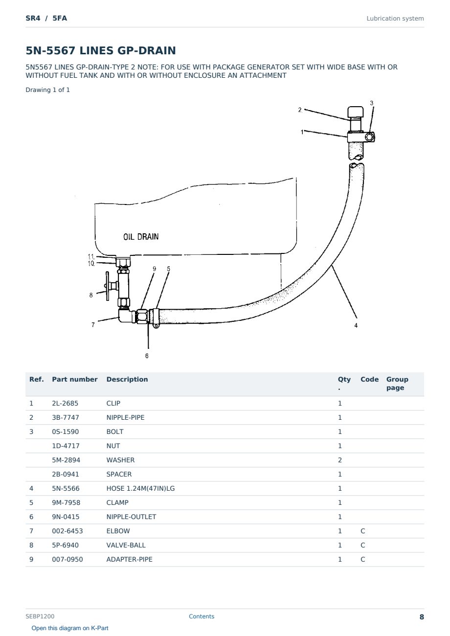 Caterpillar SR4 S/N 5FA Partsbook SEBP1200 (English) - sample page 8 of 10 Caterpillar SR4 S/N 5FA Partsbook SEBP1200 (English) - sample page 8 of 10