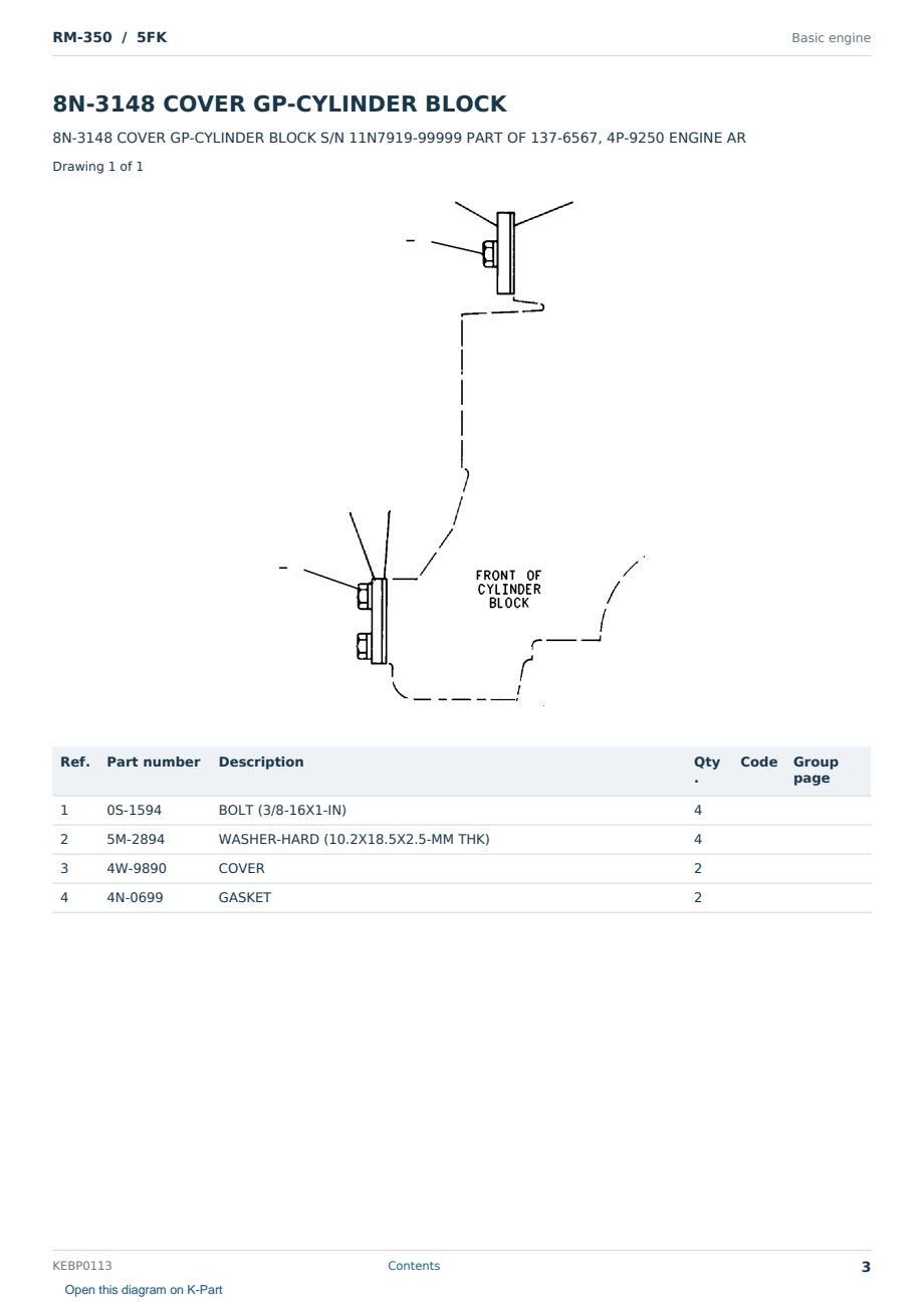 Caterpillar RM-350 S/N 5FK Partsbook KEBP0113 (English) - sample page 3 of 10 Caterpillar RM-350 S/N 5FK Partsbook KEBP0113 (English) - sample page 3 of 10
