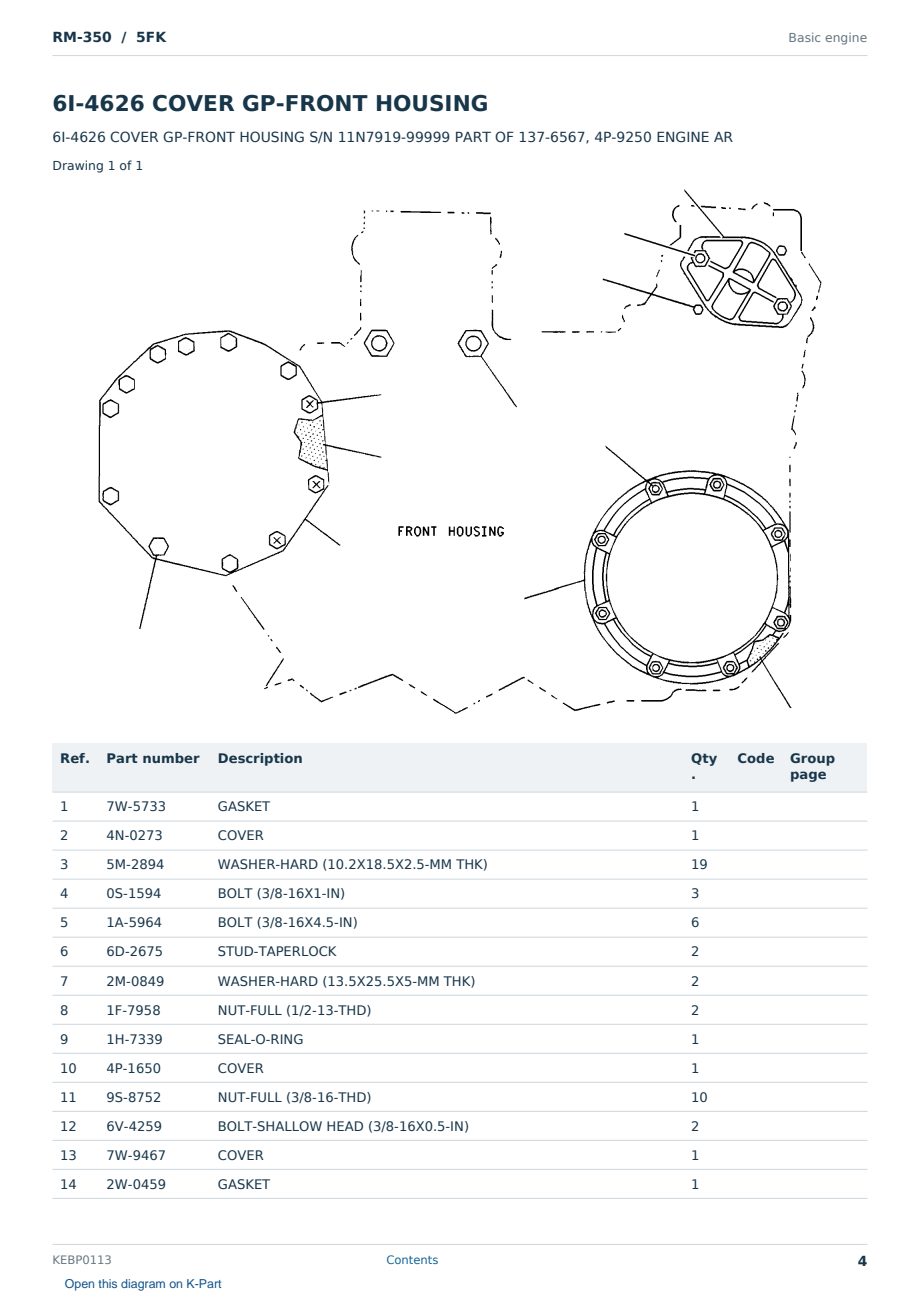 Caterpillar RM-350 S/N 5FK Partsbook KEBP0113 (English) - sample page 4 of 10 Caterpillar RM-350 S/N 5FK Partsbook KEBP0113 (English) - sample page 4 of 10