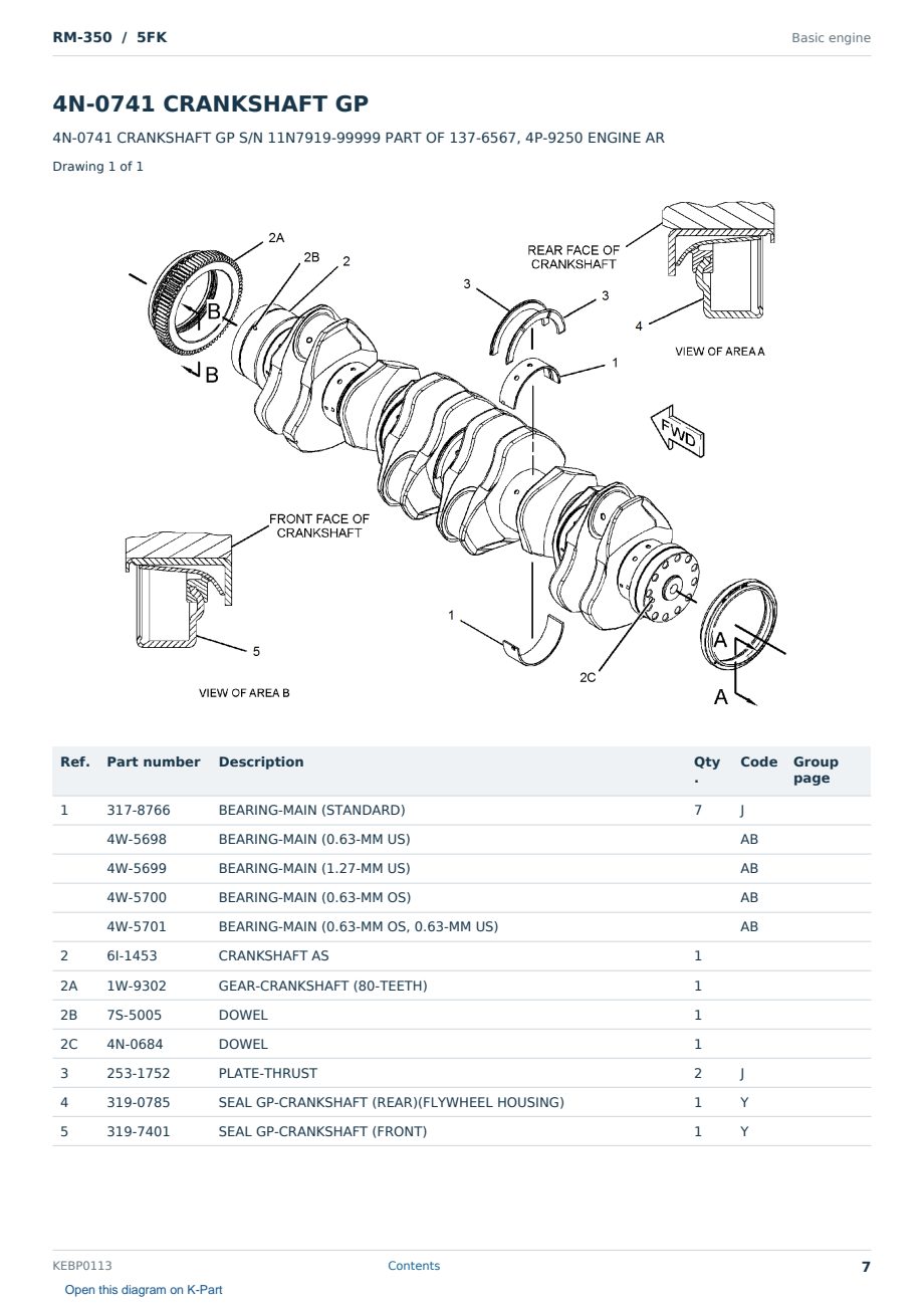 Caterpillar RM-350 S/N 5FK Partsbook KEBP0113 (English) - sample page 7 of 10 Caterpillar RM-350 S/N 5FK Partsbook KEBP0113 (English) - sample page 7 of 10