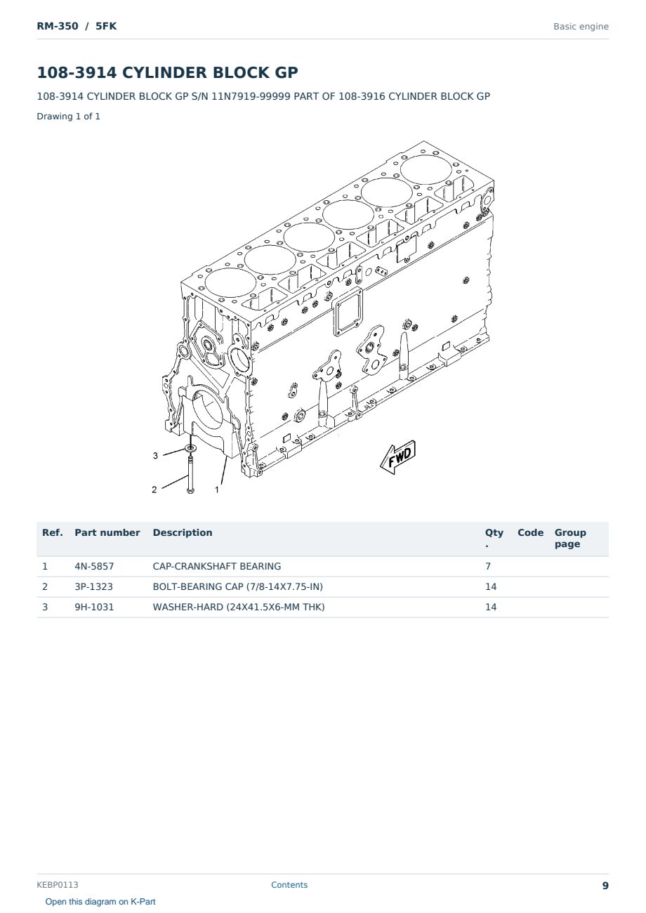Caterpillar RM-350 S/N 5FK Partsbook KEBP0113 (English) - sample page 9 of 10 Caterpillar RM-350 S/N 5FK Partsbook KEBP0113 (English) - sample page 9 of 10
