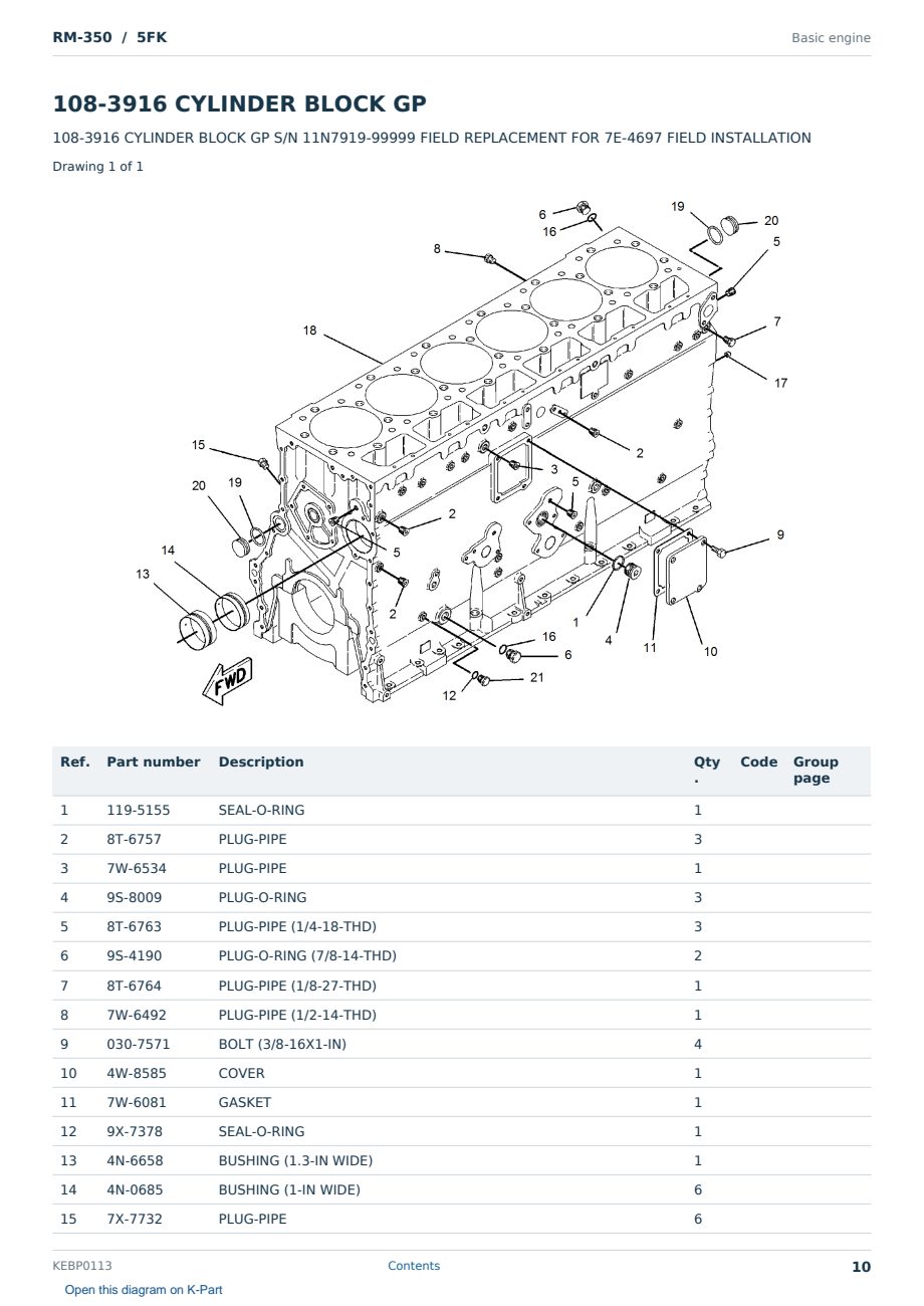 Caterpillar RM-350 S/N 5FK Partsbook KEBP0113 (English) - sample page 10 of 10 Caterpillar RM-350 S/N 5FK Partsbook KEBP0113 (English) - sample page 10 of 10