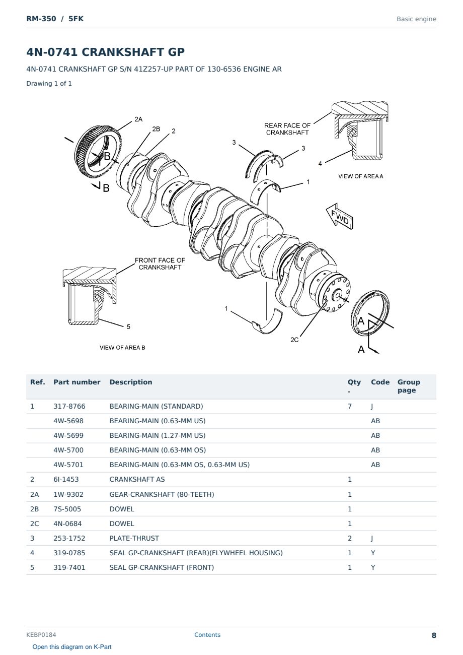 Caterpillar RM-350 S/N 5FK Partsbook KEBP0184 (English) - sample page 8 of 10 Caterpillar RM-350 S/N 5FK Partsbook KEBP0184 (English) - sample page 8 of 10