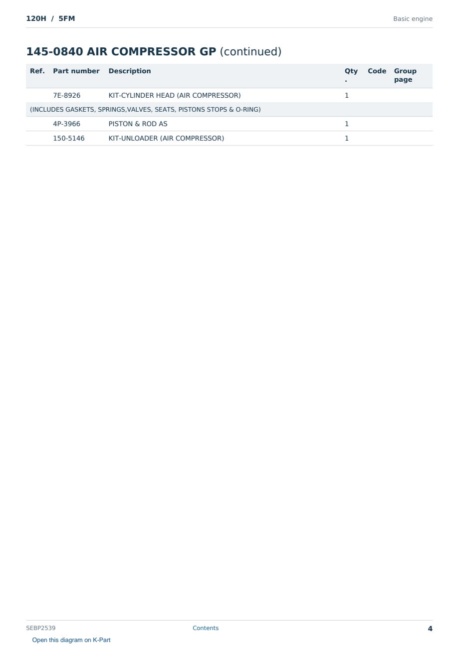 Caterpillar 120H S/N 5FM Partsbook SEBP2539 (English) - sample page 4 of 10 Caterpillar 120H S/N 5FM Partsbook SEBP2539 (English) - sample page 4 of 10