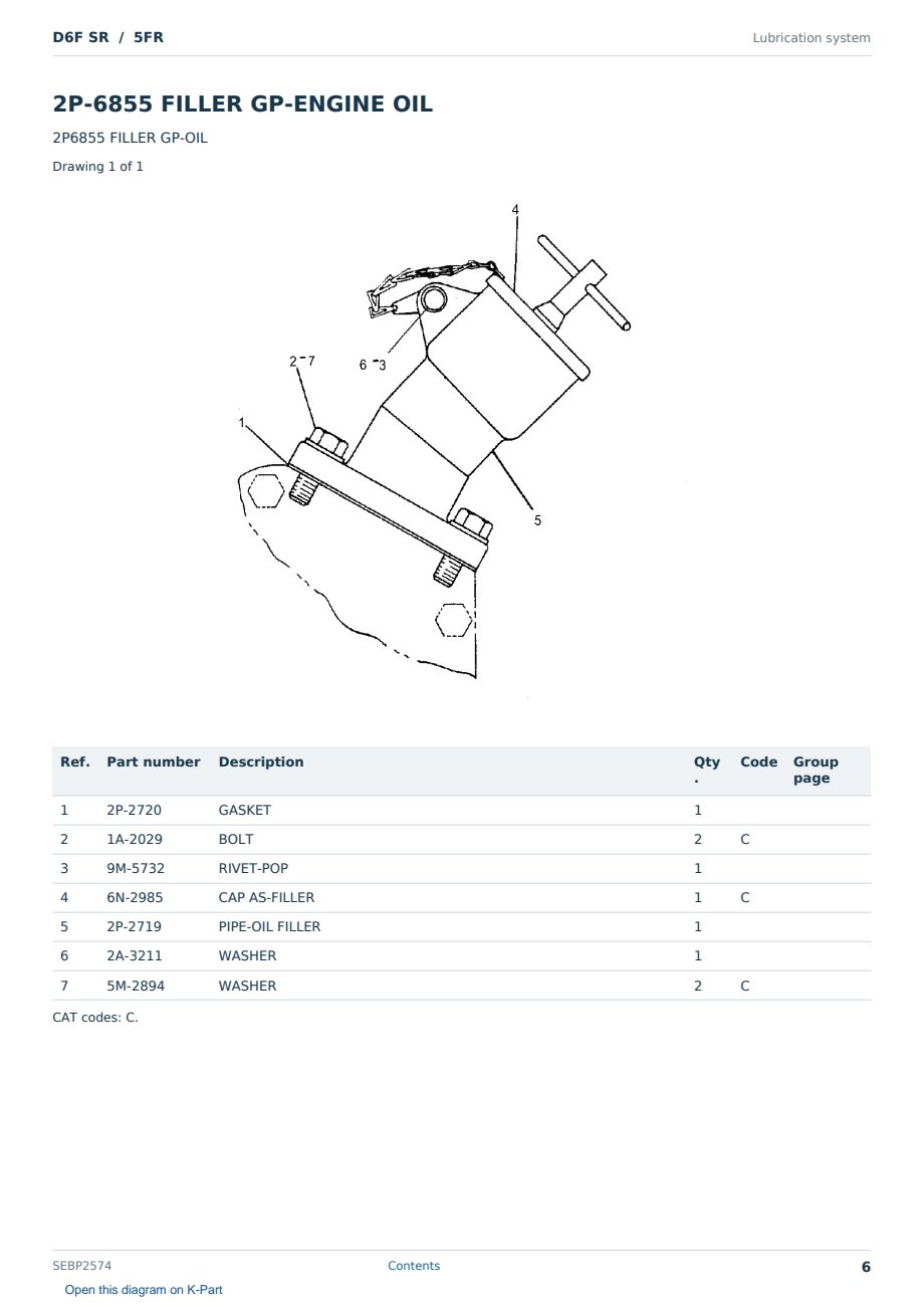 Caterpillar D6F SR S/N 5FR Partsbook SEBP2574 (English) - sample page 6 of 10 Caterpillar D6F SR S/N 5FR Partsbook SEBP2574 (English) - sample page 6 of 10