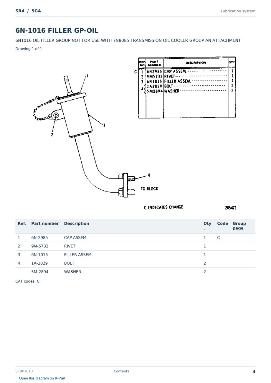 Caterpillar SR4 S/N 5GA Partsbook SEBP1013 (English) - sample page 4 of 10 Caterpillar SR4 S/N 5GA Partsbook SEBP1013 (English) - sample page 4 of 10