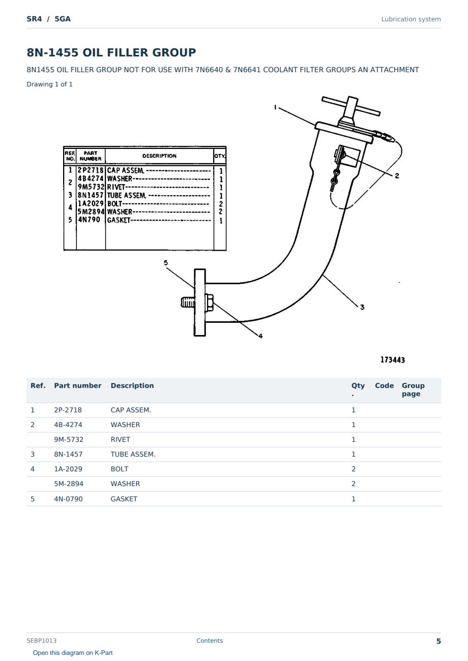 Caterpillar SR4 S/N 5GA Partsbook SEBP1013 (English) - sample page 5 of 10 Caterpillar SR4 S/N 5GA Partsbook SEBP1013 (English) - sample page 5 of 10