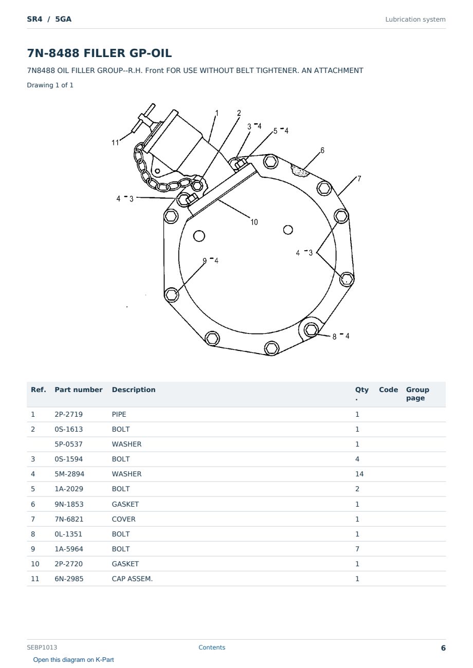 Caterpillar SR4 S/N 5GA Partsbook SEBP1013 (English) - sample page 6 of 10 Caterpillar SR4 S/N 5GA Partsbook SEBP1013 (English) - sample page 6 of 10