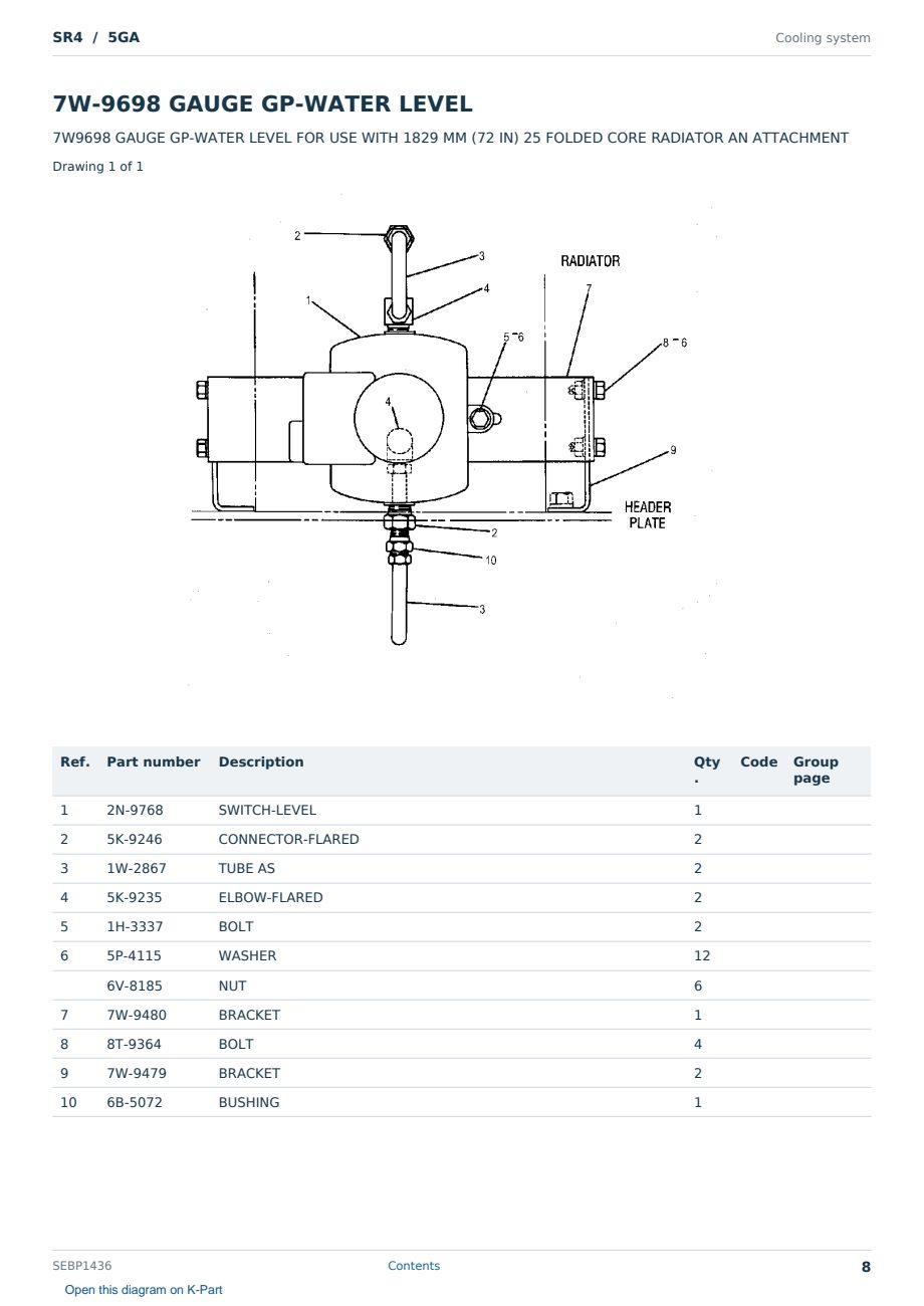 Caterpillar SR4 S/N 5GA Partsbook SEBP1436 (English) - sample page 8 of 10 Caterpillar SR4 S/N 5GA Partsbook SEBP1436 (English) - sample page 8 of 10
