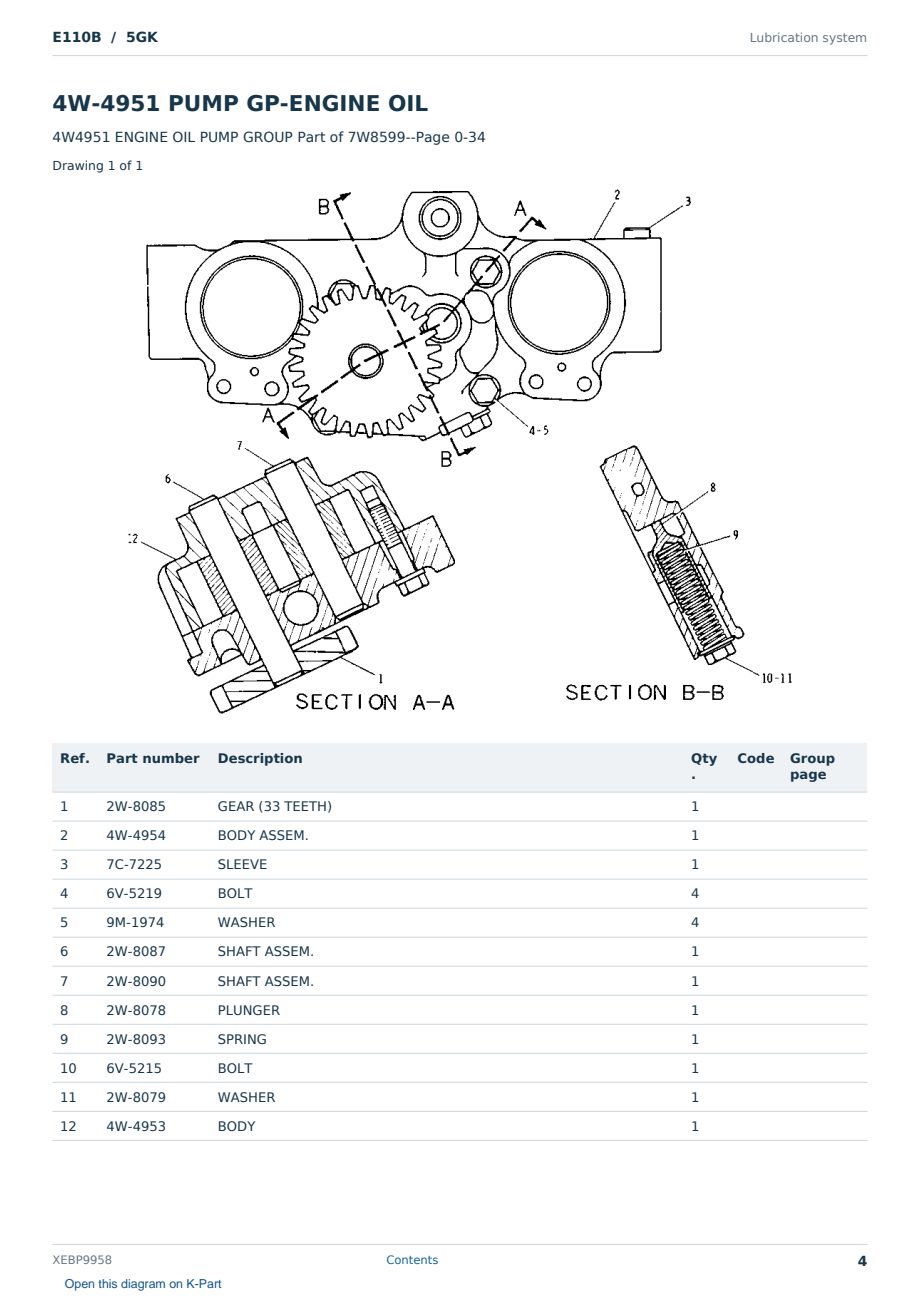 Caterpillar E110B S/N 5GK Partsbook XEBP9958 (English) - sample page 4 of 10 Caterpillar E110B S/N 5GK Partsbook XEBP9958 (English) - sample page 4 of 10