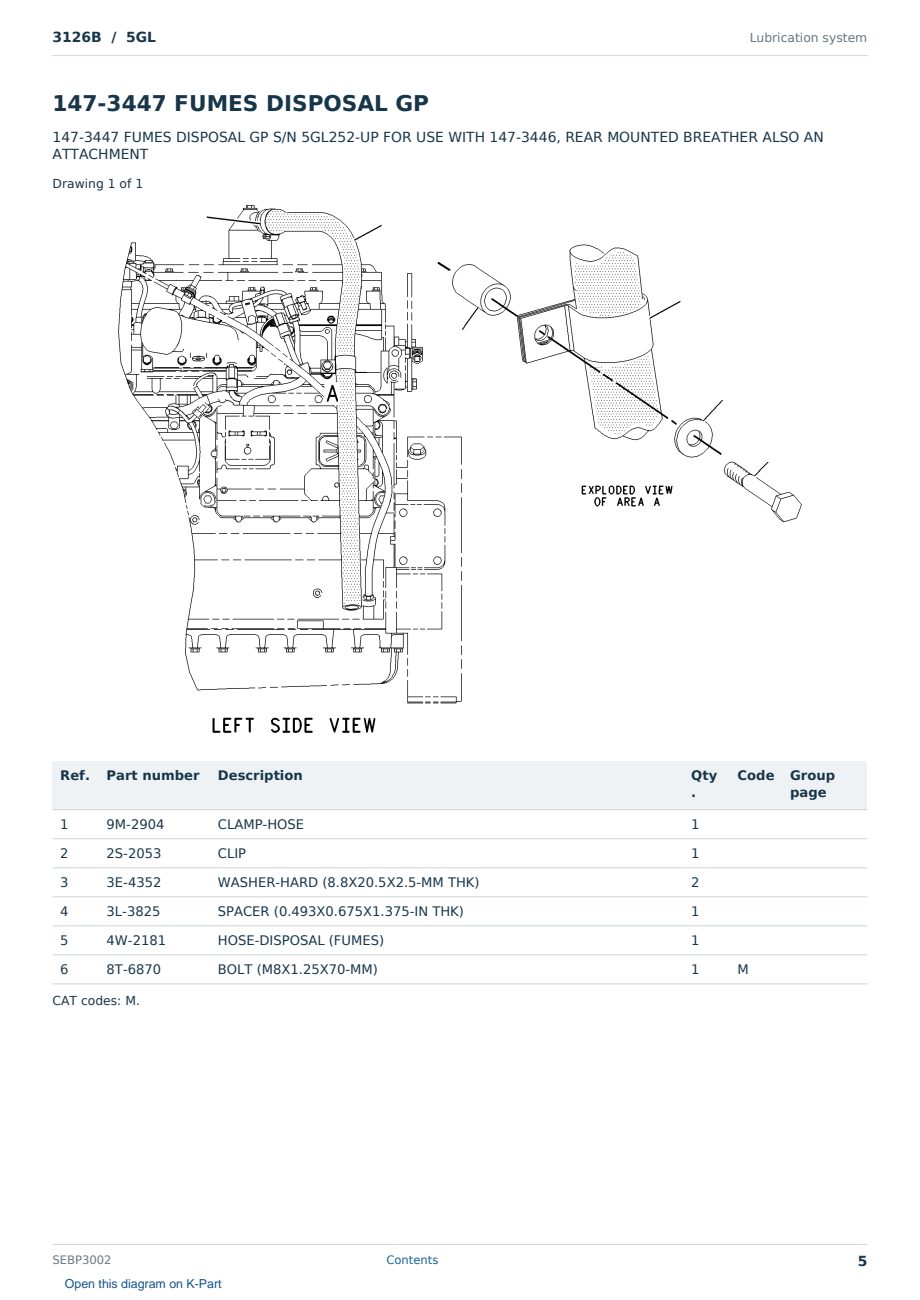 Caterpillar 3126B S/N 5GL Partsbook SEBP3002 (English) - sample page 5 of 10 Caterpillar 3126B S/N 5GL Partsbook SEBP3002 (English) - sample page 5 of 10
