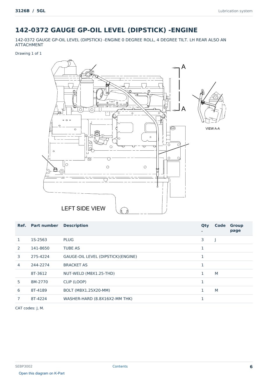 Caterpillar 3126B S/N 5GL Partsbook SEBP3002 (English) - sample page 6 of 10 Caterpillar 3126B S/N 5GL Partsbook SEBP3002 (English) - sample page 6 of 10