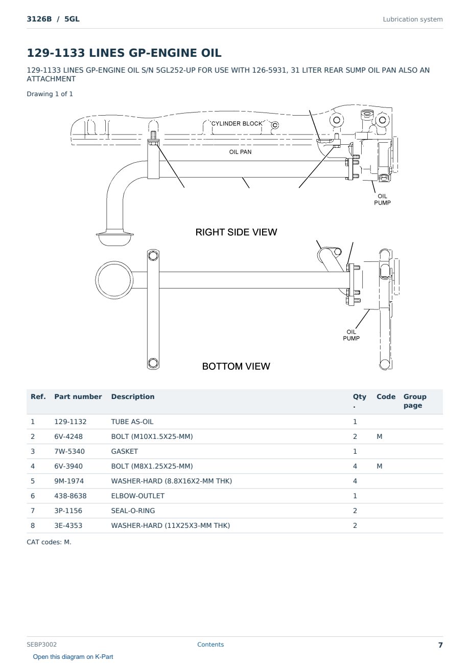 Caterpillar 3126B S/N 5GL Partsbook SEBP3002 (English) - sample page 7 of 10 Caterpillar 3126B S/N 5GL Partsbook SEBP3002 (English) - sample page 7 of 10
