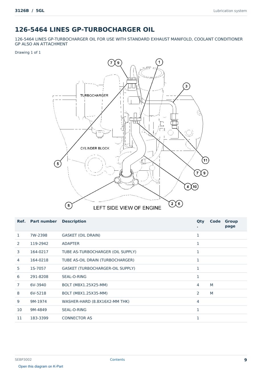 Caterpillar 3126B S/N 5GL Partsbook SEBP3002 (English) - sample page 9 of 10 Caterpillar 3126B S/N 5GL Partsbook SEBP3002 (English) - sample page 9 of 10