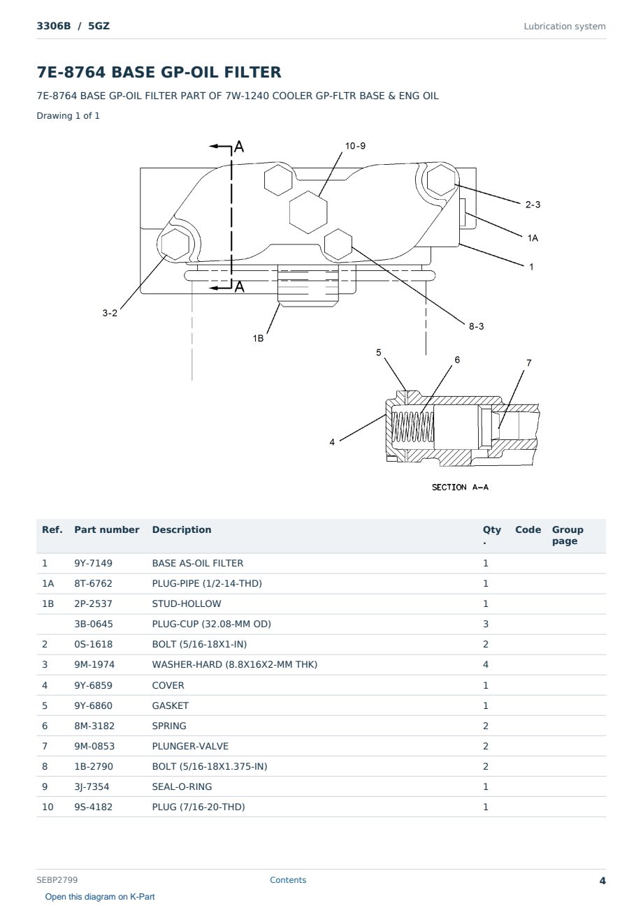Caterpillar 3306B S/N 5GZ Partsbook SEBP2799 (English) - sample page 4 of 10 Caterpillar 3306B S/N 5GZ Partsbook SEBP2799 (English) - sample page 4 of 10