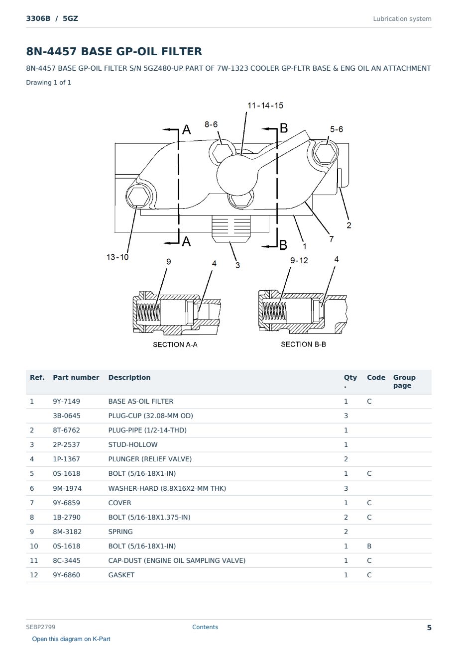 Caterpillar 3306B S/N 5GZ Partsbook SEBP2799 (English) - sample page 5 of 10 Caterpillar 3306B S/N 5GZ Partsbook SEBP2799 (English) - sample page 5 of 10