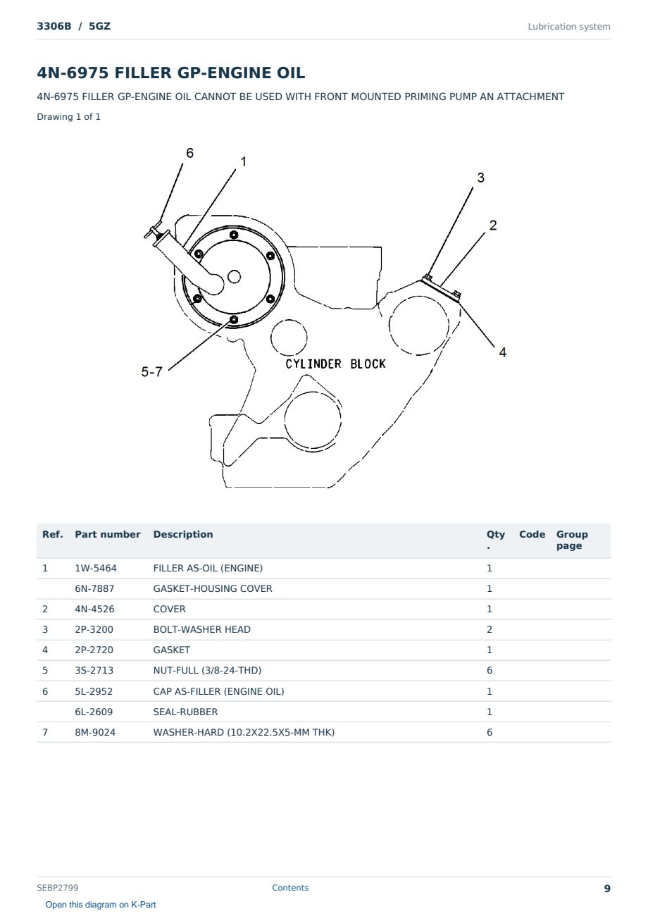 Caterpillar 3306B S/N 5GZ Partsbook SEBP2799 (English) - sample page 9 of 10 Caterpillar 3306B S/N 5GZ Partsbook SEBP2799 (English) - sample page 9 of 10