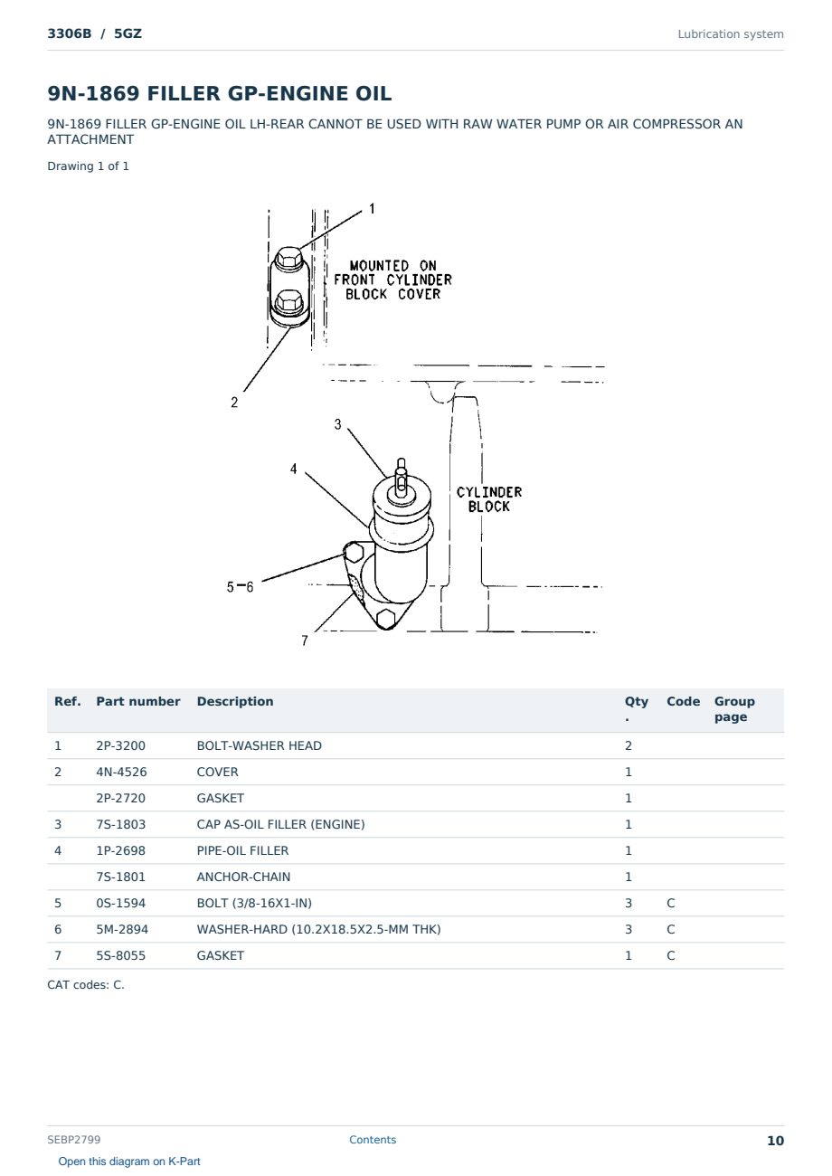 Caterpillar 3306B S/N 5GZ Partsbook SEBP2799 (English) - sample page 10 of 10 Caterpillar 3306B S/N 5GZ Partsbook SEBP2799 (English) - sample page 10 of 10