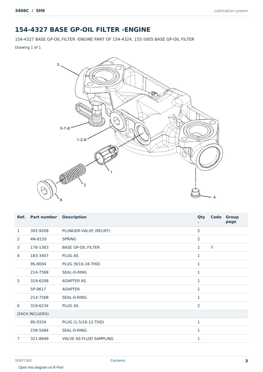 Caterpillar 3406C S/N 5H9 Partsbook SEBP7365 (English) - sample page 3 of 10 Caterpillar 3406C S/N 5H9 Partsbook SEBP7365 (English) - sample page 3 of 10