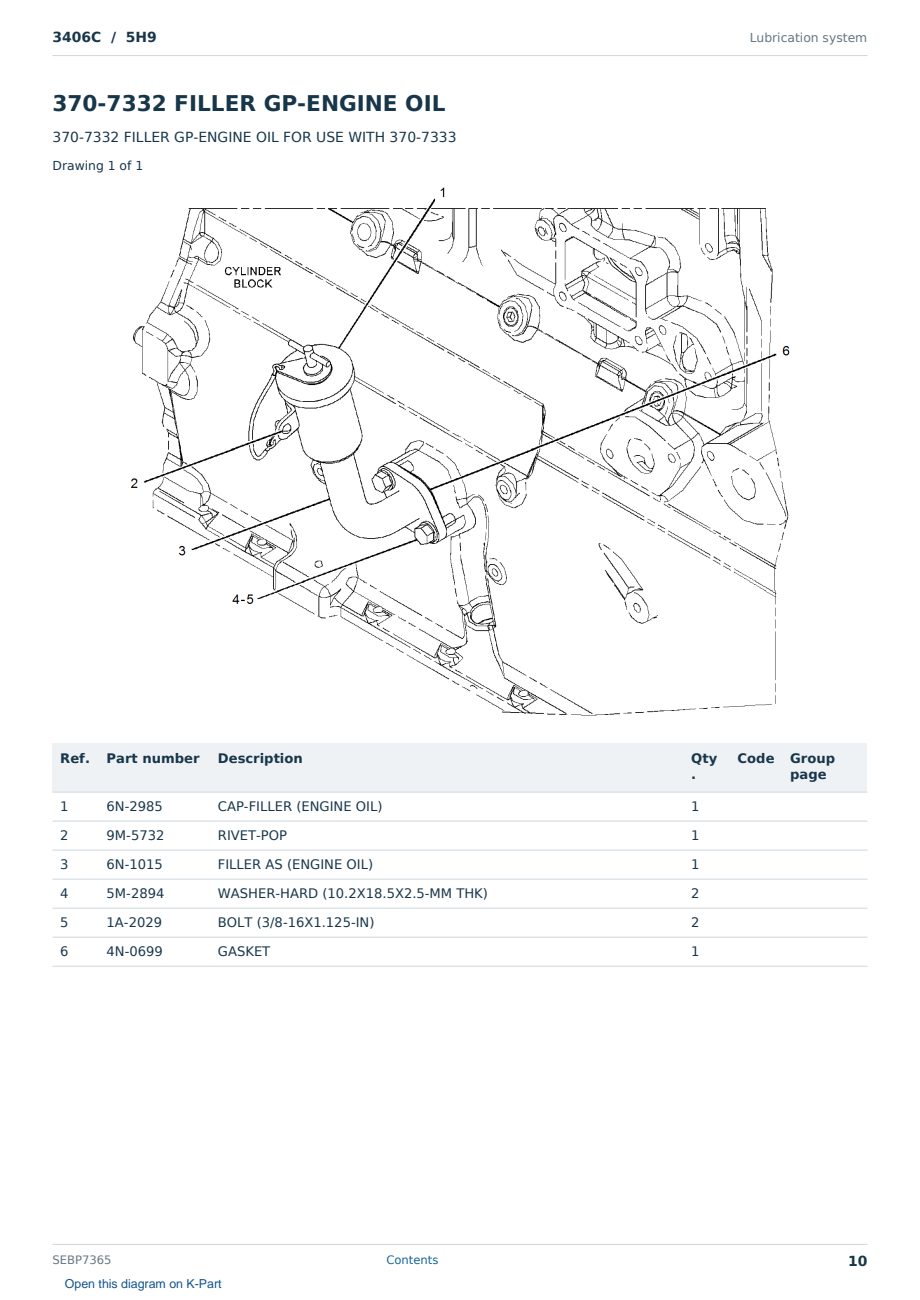 Caterpillar 3406C S/N 5H9 Partsbook SEBP7365 (English) - sample page 10 of 10 Caterpillar 3406C S/N 5H9 Partsbook SEBP7365 (English) - sample page 10 of 10