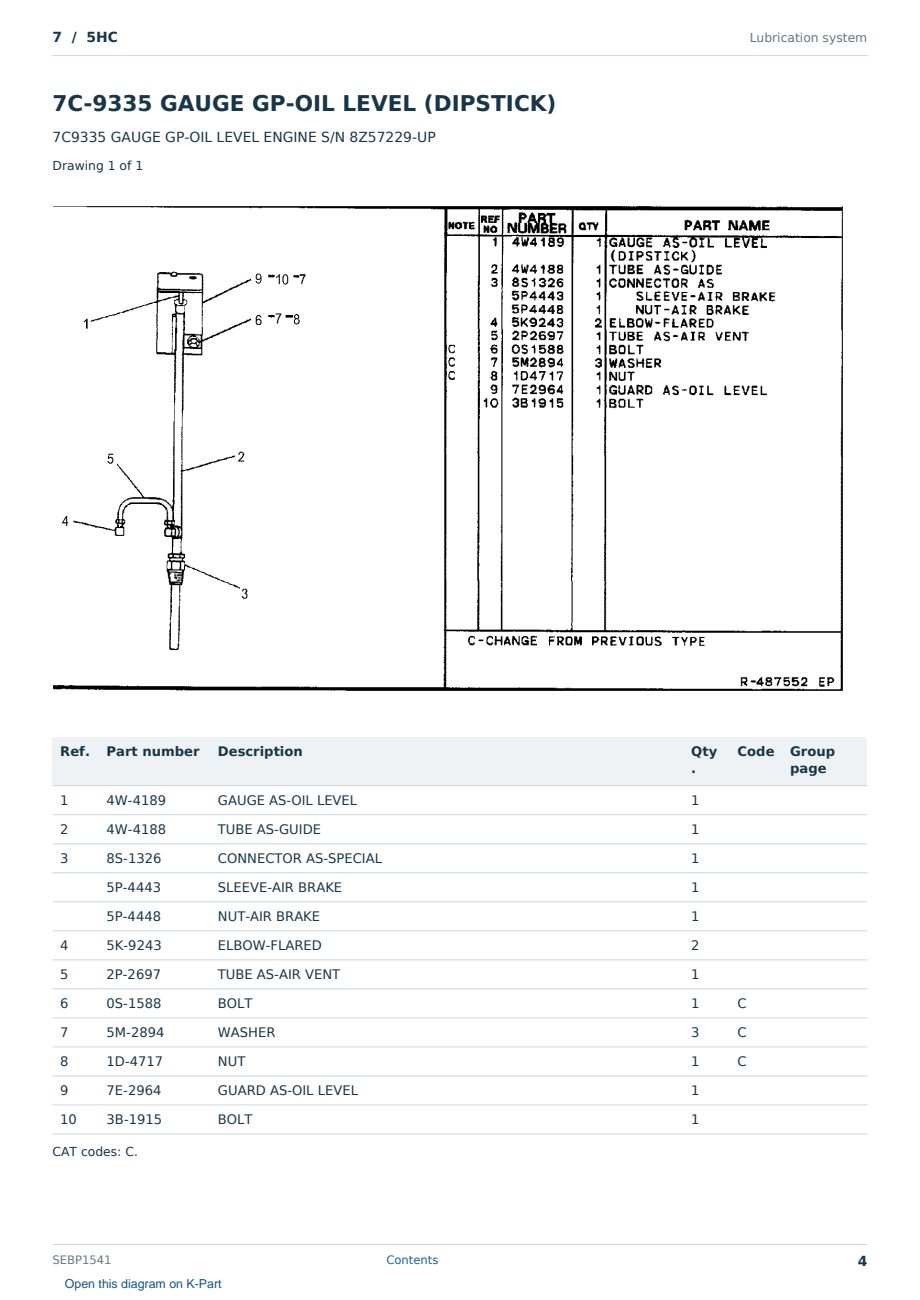 Caterpillar 7 S/N 5HC Partsbook SEBP1541 (English) - sample page 4 of 10 Caterpillar 7 S/N 5HC Partsbook SEBP1541 (English) - sample page 4 of 10