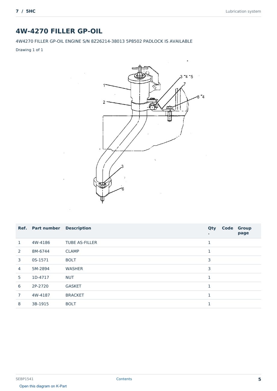 Caterpillar 7 S/N 5HC Partsbook SEBP1541 (English) - sample page 5 of 10 Caterpillar 7 S/N 5HC Partsbook SEBP1541 (English) - sample page 5 of 10
