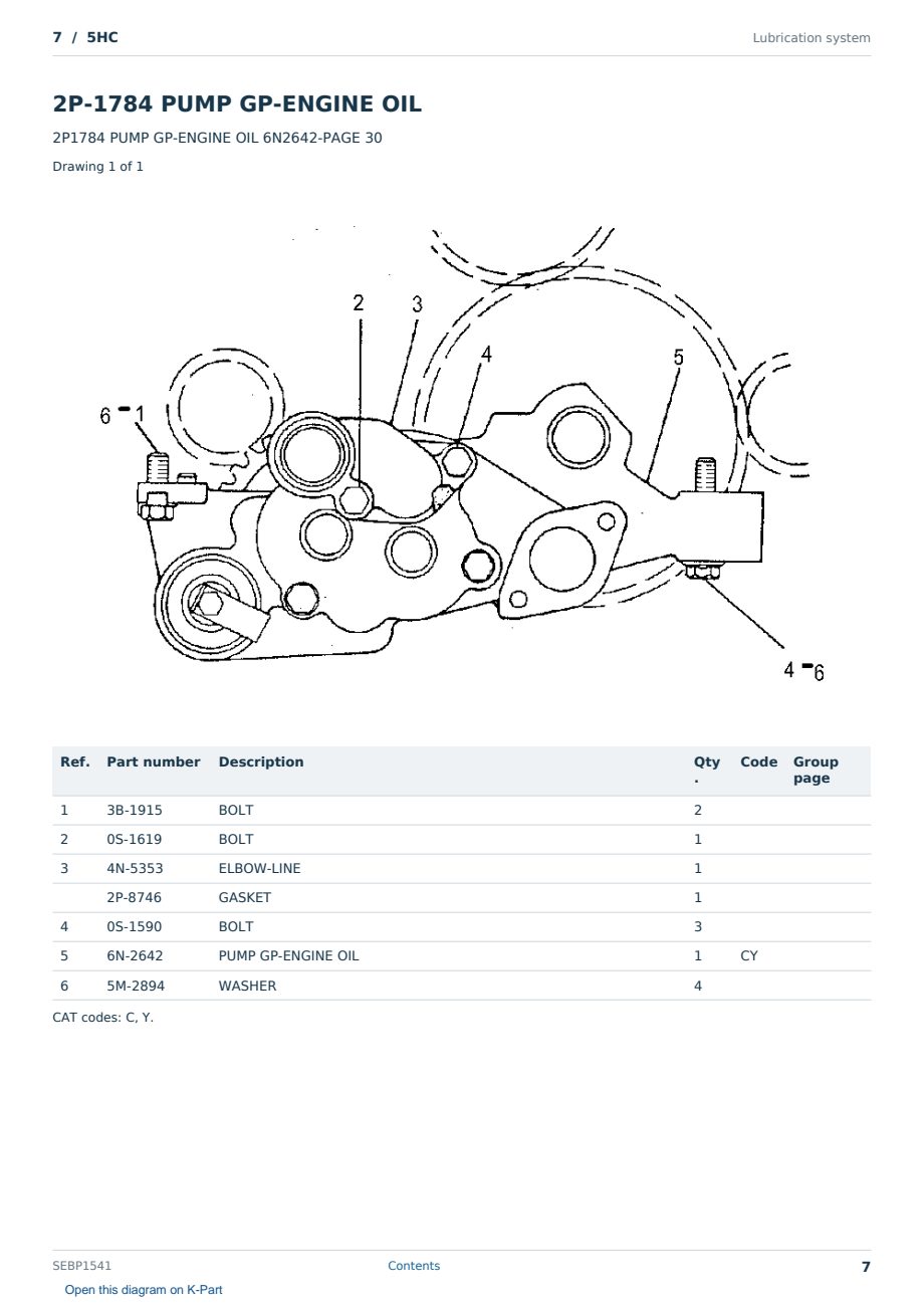 Caterpillar 7 S/N 5HC Partsbook SEBP1541 (English) - sample page 7 of 10 Caterpillar 7 S/N 5HC Partsbook SEBP1541 (English) - sample page 7 of 10