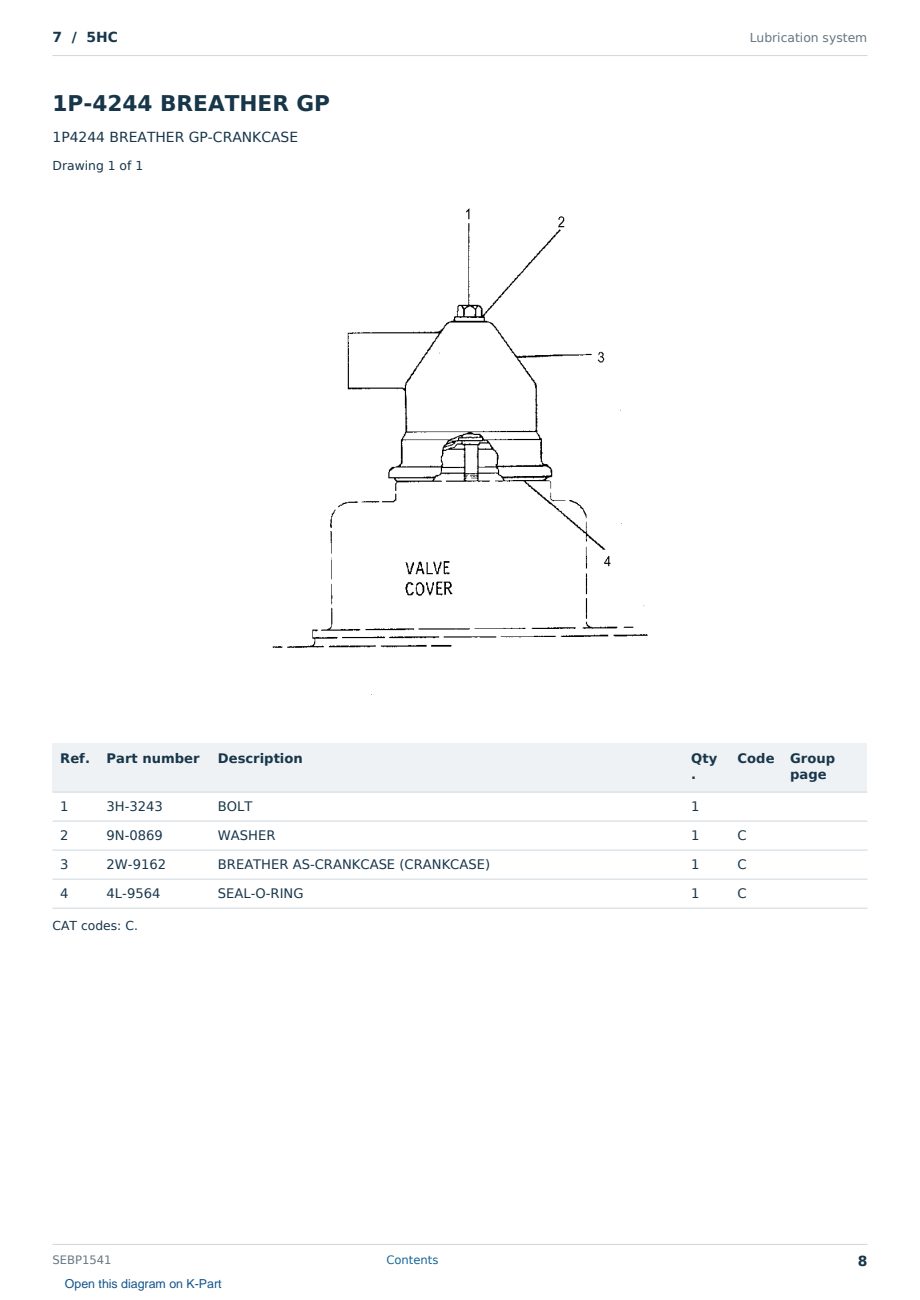 Caterpillar 7 S/N 5HC Partsbook SEBP1541 (English) - sample page 8 of 10 Caterpillar 7 S/N 5HC Partsbook SEBP1541 (English) - sample page 8 of 10
