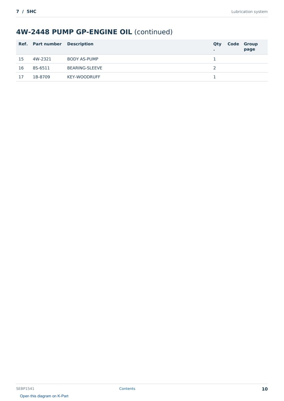 Caterpillar 7 S/N 5HC Partsbook SEBP1541 (English) - sample page 10 of 10 Caterpillar 7 S/N 5HC Partsbook SEBP1541 (English) - sample page 10 of 10