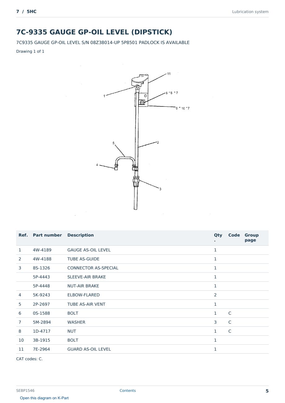 Caterpillar 7 S/N 5HC Partsbook SEBP1546 (English) - sample page 5 of 10 Caterpillar 7 S/N 5HC Partsbook SEBP1546 (English) - sample page 5 of 10