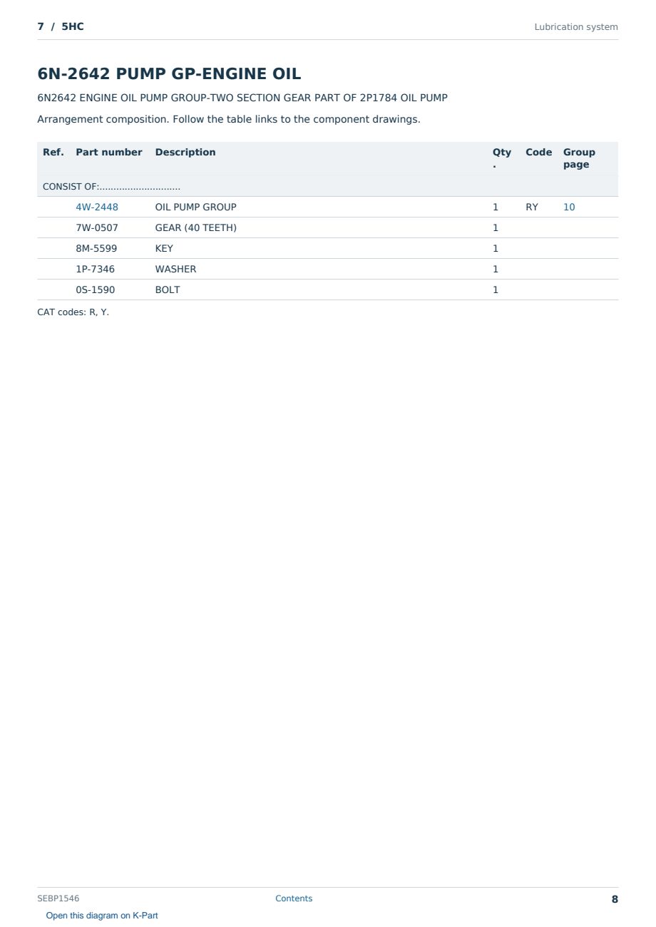 Caterpillar 7 S/N 5HC Partsbook SEBP1546 (English) - sample page 8 of 10 Caterpillar 7 S/N 5HC Partsbook SEBP1546 (English) - sample page 8 of 10