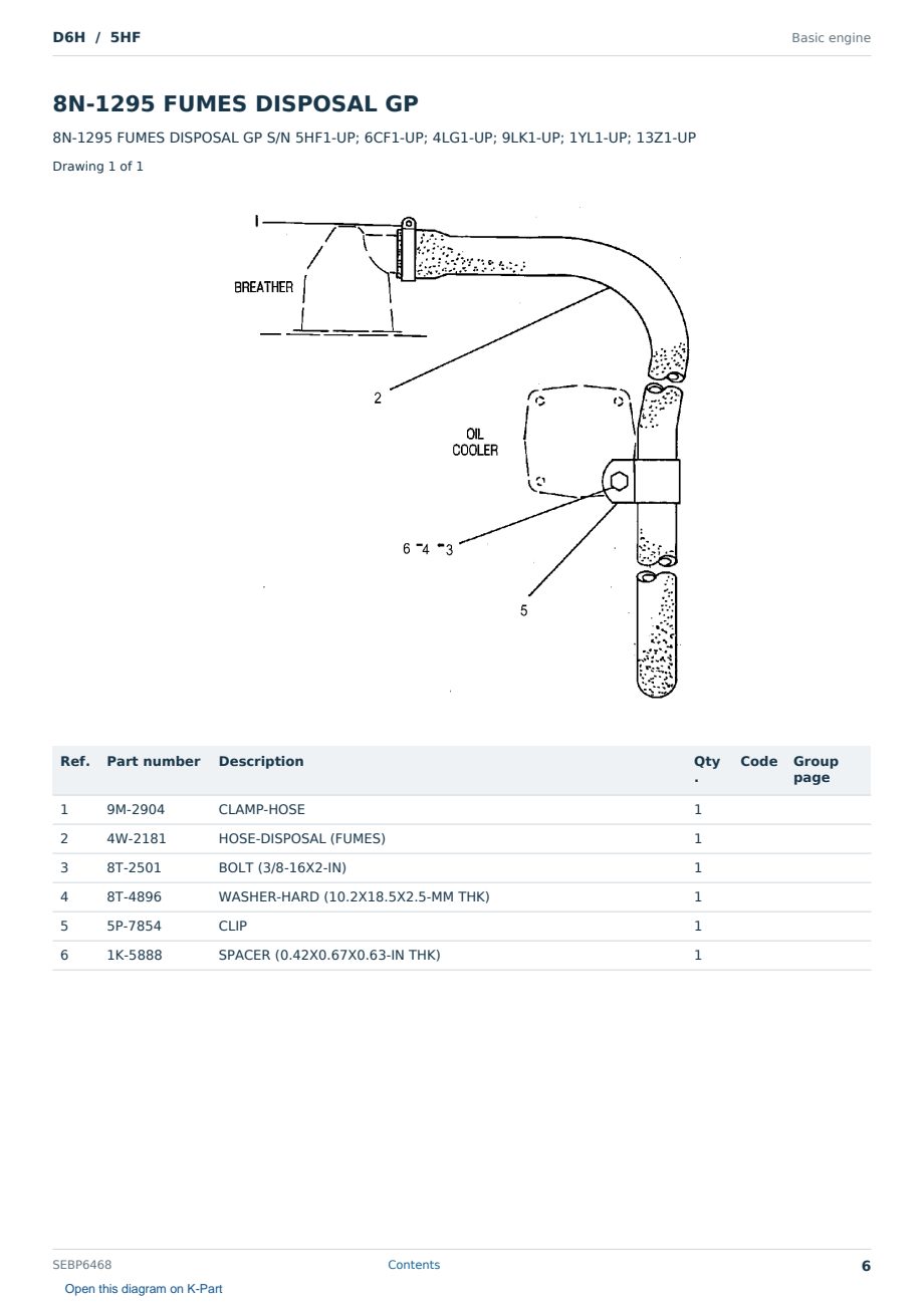 Caterpillar D6H S/N 5HF Partsbook SEBP6468 (English) - sample page 6 of 10 Caterpillar D6H S/N 5HF Partsbook SEBP6468 (English) - sample page 6 of 10