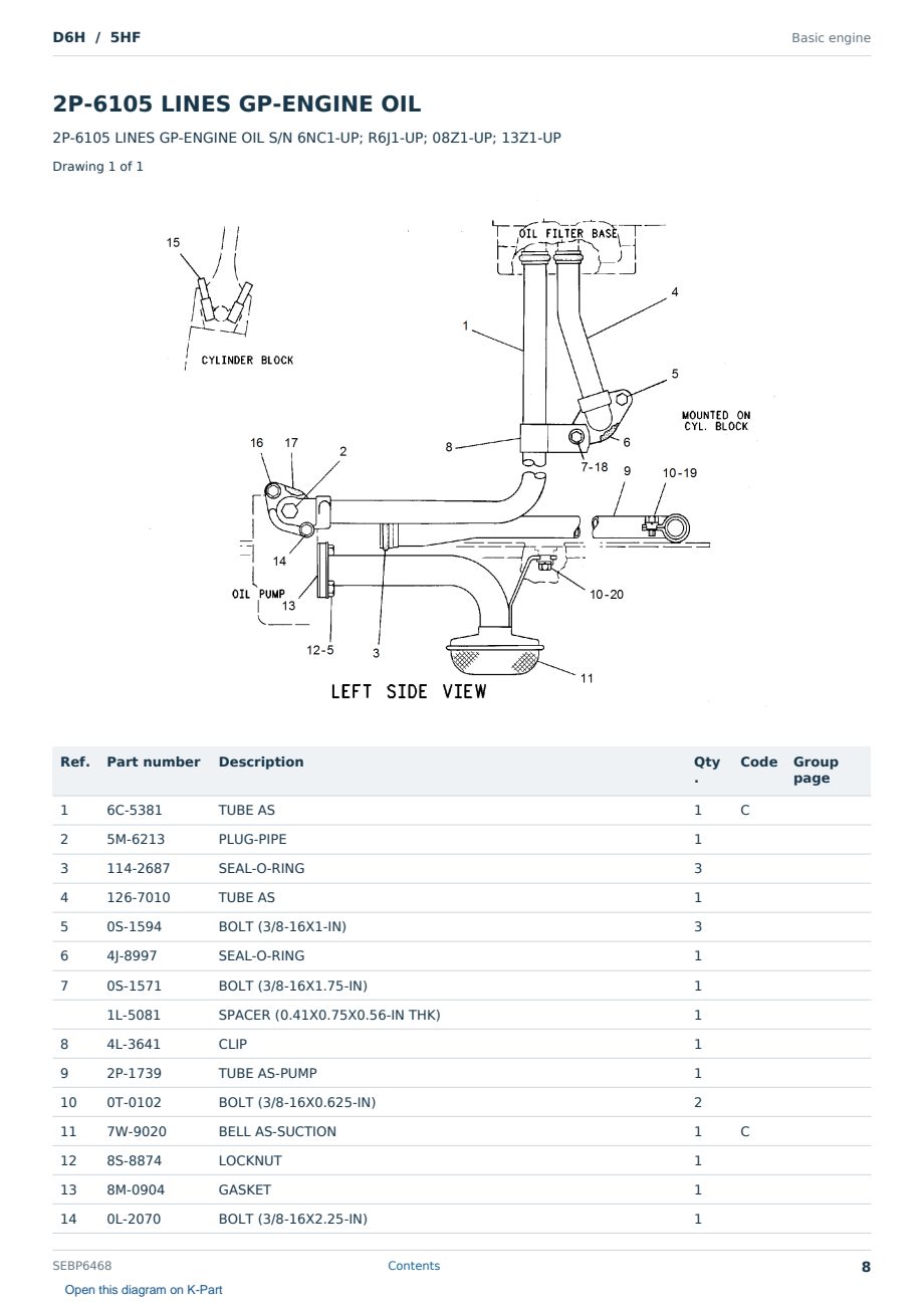 Caterpillar D6H S/N 5HF Partsbook SEBP6468 (English) - sample page 8 of 10 Caterpillar D6H S/N 5HF Partsbook SEBP6468 (English) - sample page 8 of 10